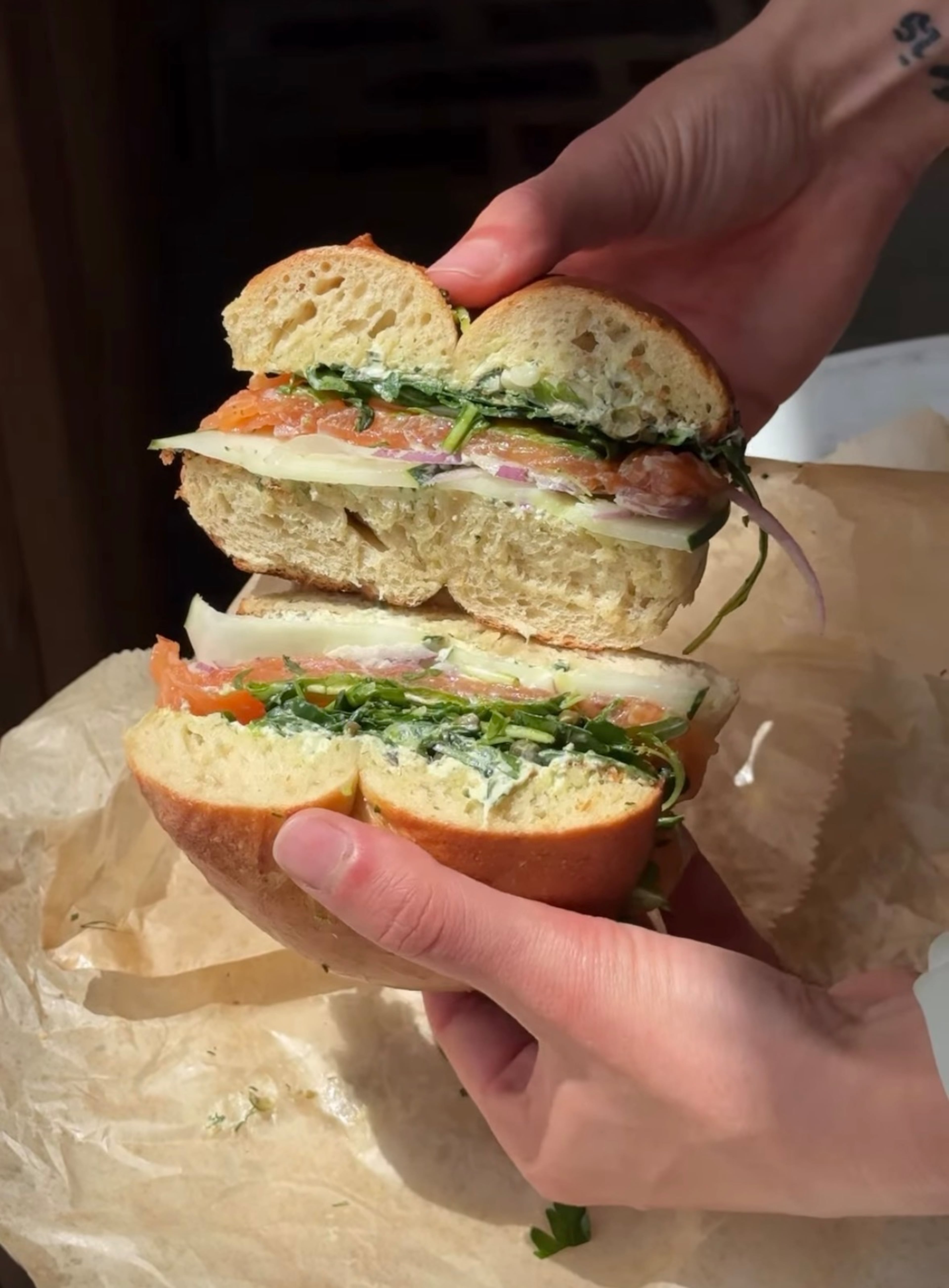 The gravlax salmon bagel sandwich from From the Well in Roswell. (Courtesy of From the Well)