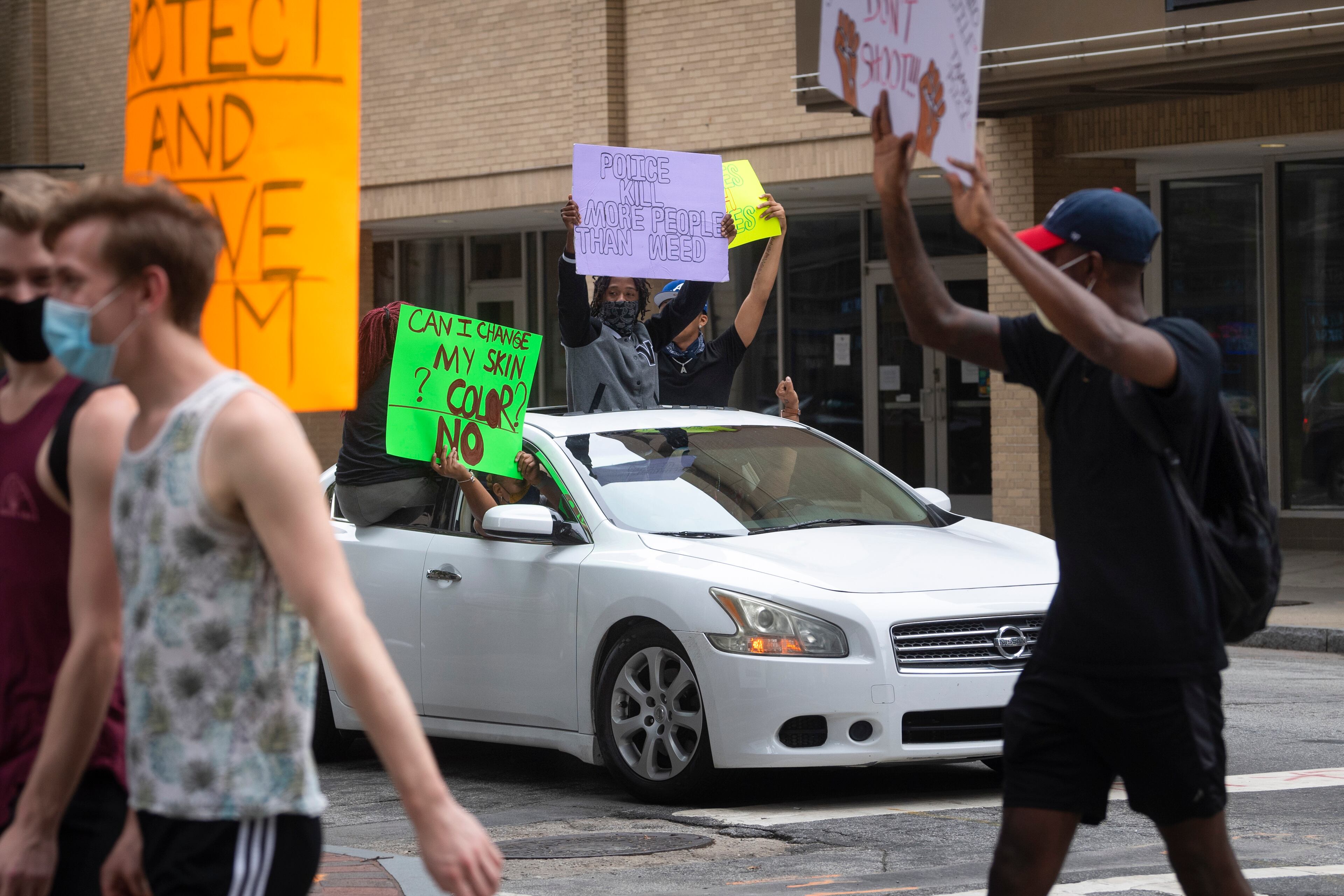 Protesters march along Luckie Street during demonstrations in Atlanta on Saturday, June 6, 2020, in Atlanta. JOHN AMIS FOR THE ATLANTA JOURNAL-CONSTITUTION