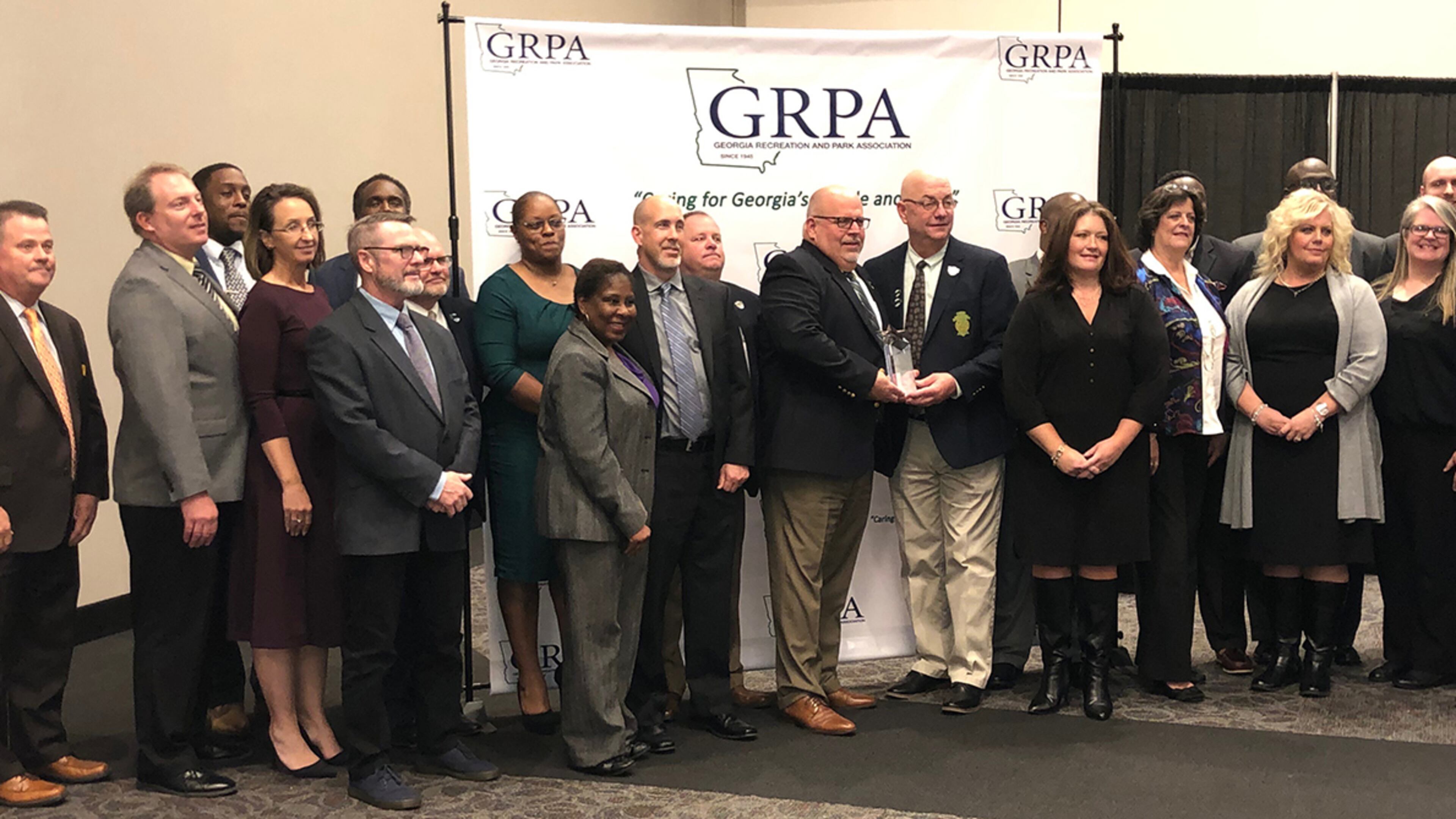 The best state agency of the year is Cobb County PARKS in the largest population category - awarded by the Georgia Recreation and Park Association to Cobb PARKS employees on Nov. 6 during the state banquet. (Courtesy of Cobb County)