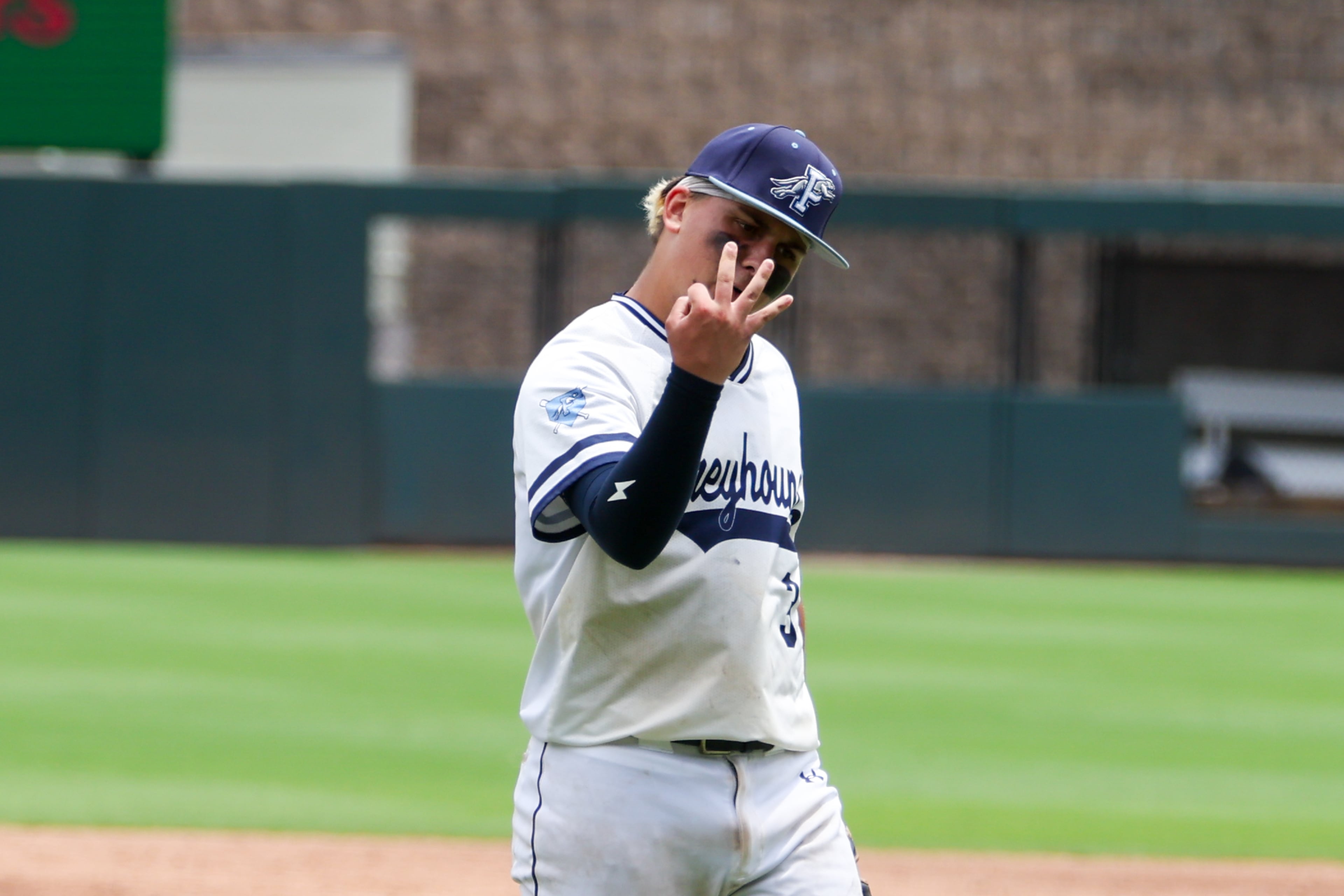 Pope’s Jensen Morneau celebrates after Pope beat Loganville 5-4 in Game 2 of their GHSA Class 5A baseball championship series at Gwinnett Field on Tuesday, May 26, 2026, in Lawrenceville. (Arvin Temkar/AJC)