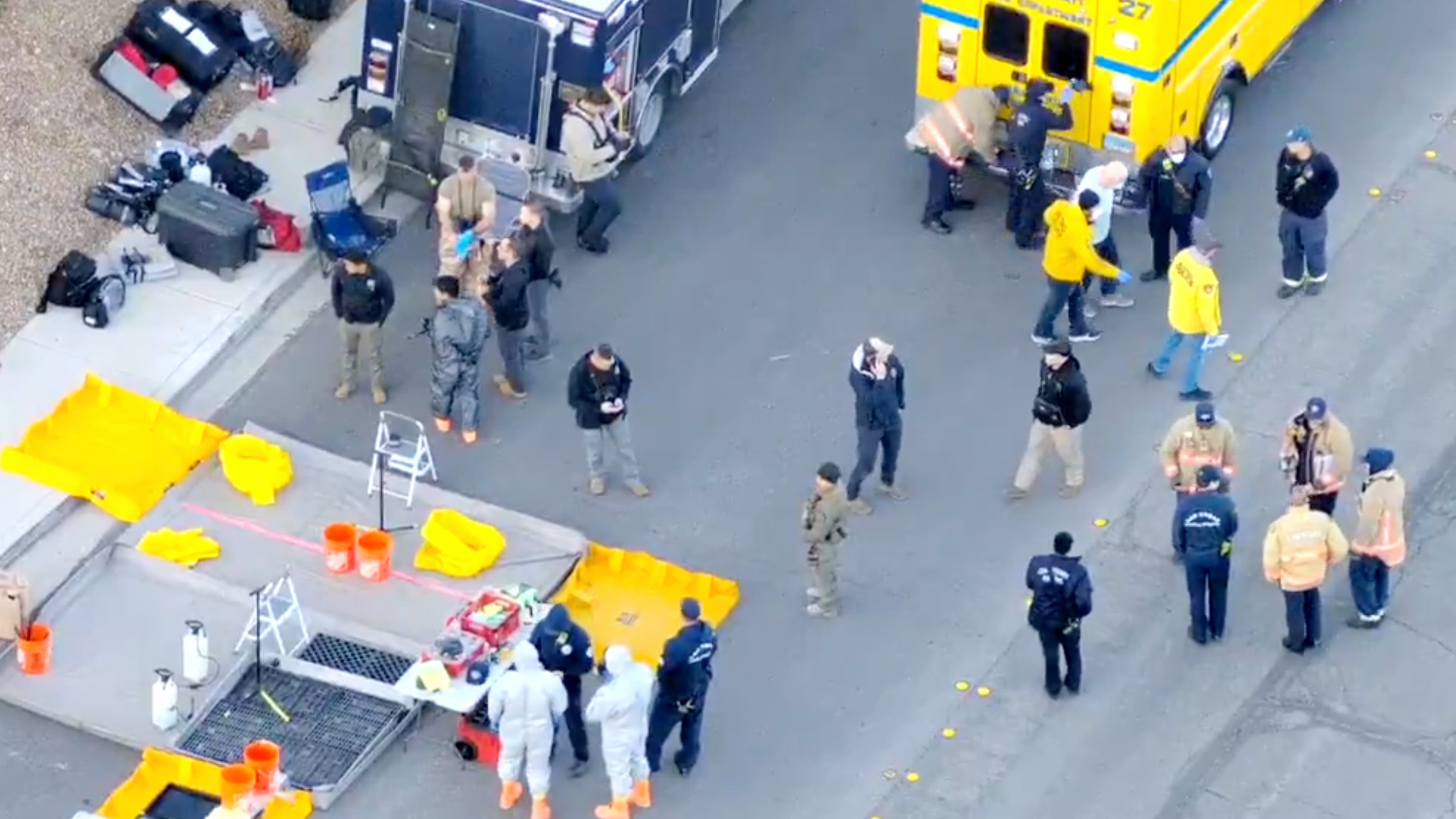 This image made from video provided by the Las Vegas Metropolitan Police Department shows law enforcement conducting a search at a house in Las Vegas, Saturday, Jan. 31, 2026, in Las Vegas. (LVMPD via AP)