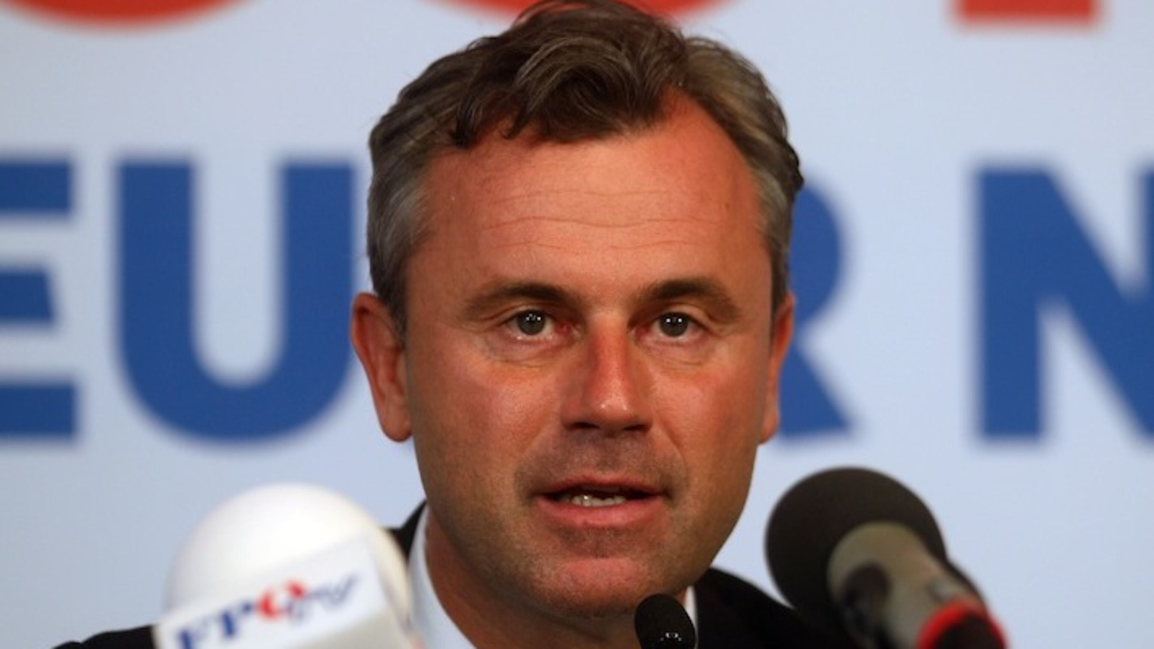 Norbert Hofer candidate for Austria's Presidency informs the press in Vienna, Austria, Tuesday, May 24, 2016. (AP Photo/Ronald Zak)