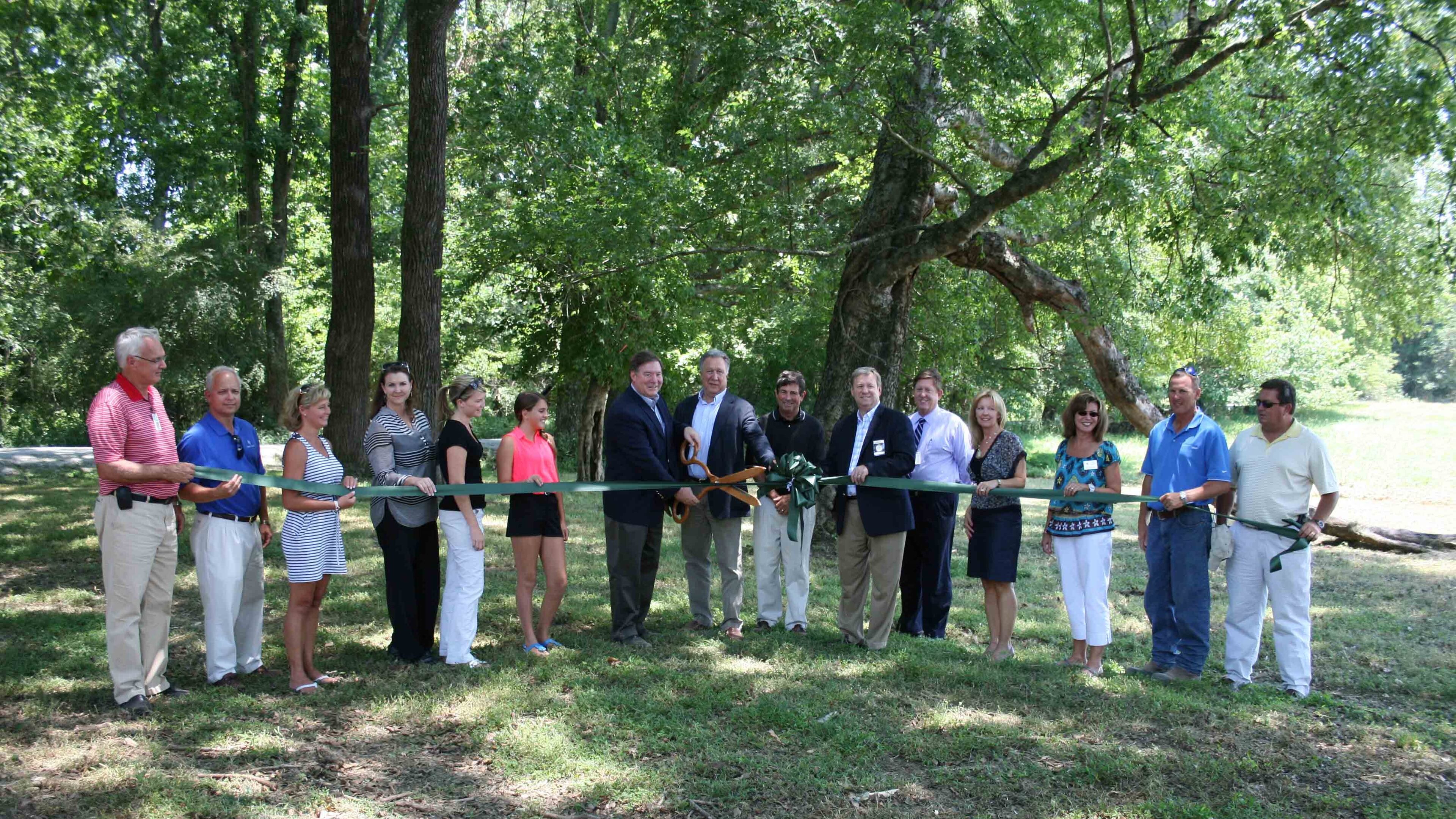 Forsyth County officials gathered for a ribbon-cutting opening Chattahoochee Pointe Park in June of 2012.