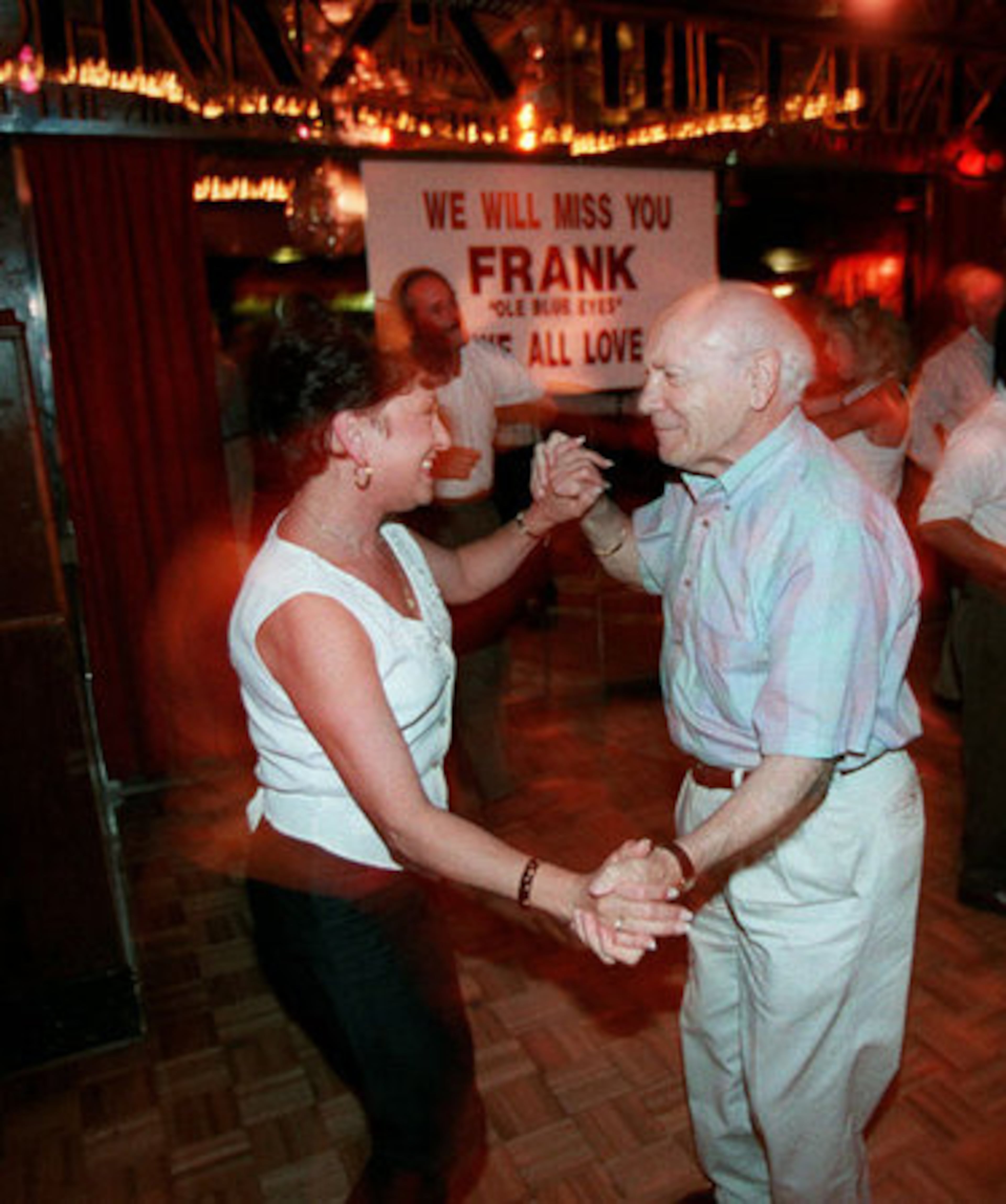 Betty Gibbs and Jack Beyabus, a perfect example of the "all ages" atmosphere found at Johnny's Hideaway, dance to the music of Frank Sinatra.