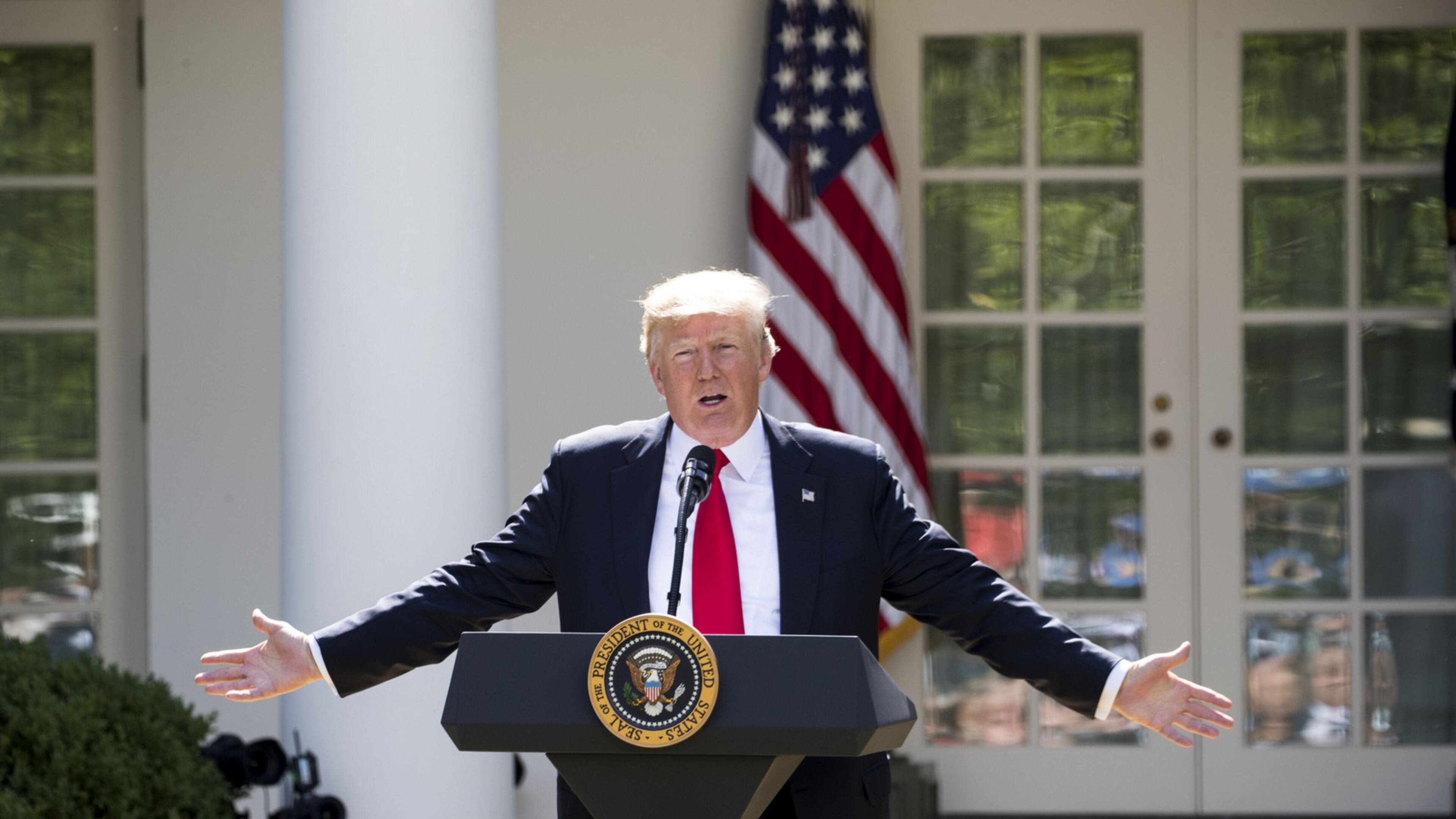 President Donald Trump announces his decision this week to withdraw the United States from the Paris climate accords. (Doug Mills/The New York Times)