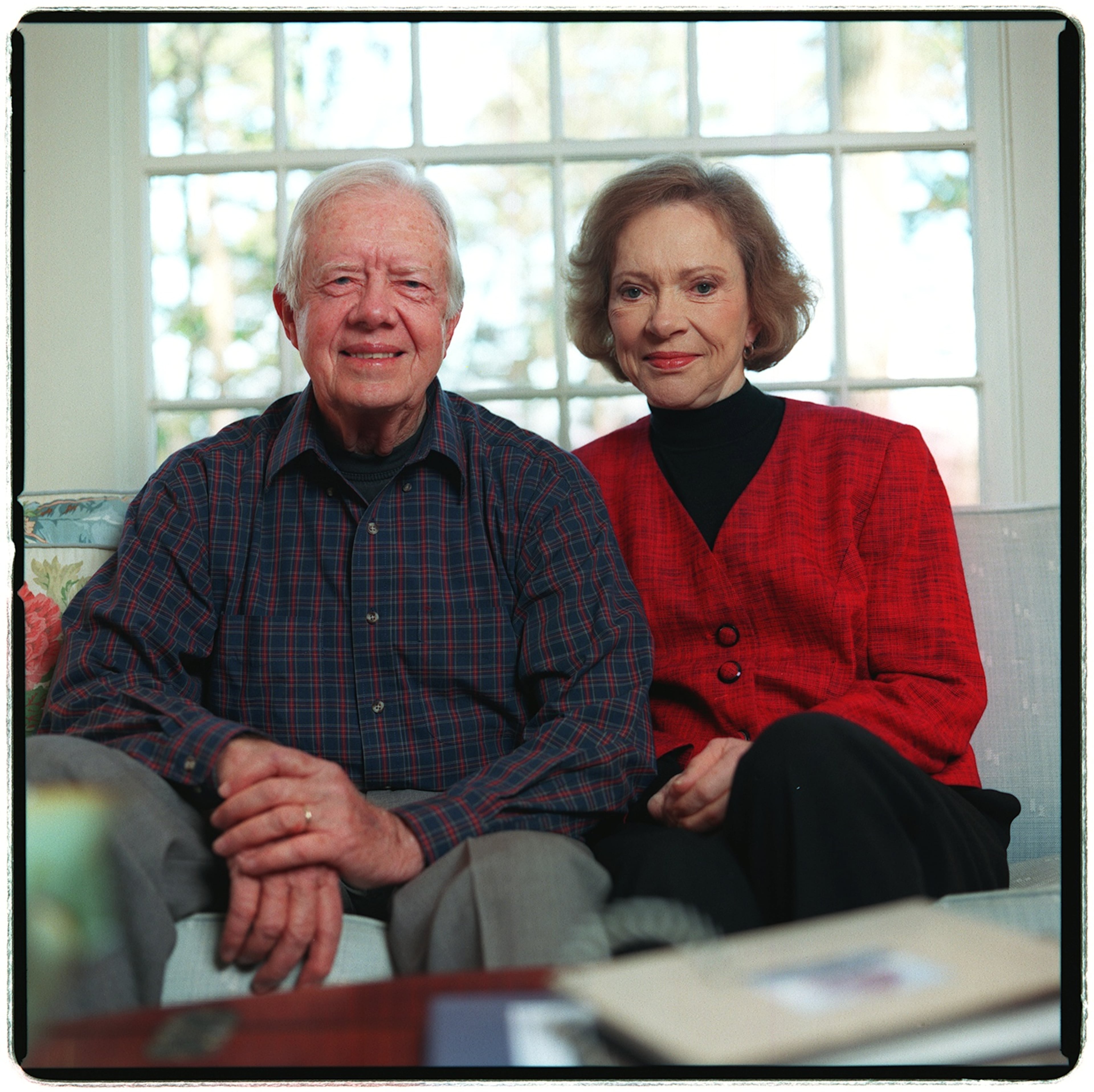 2002: Jimmy and Rosalynn Carter pose for a portrait in their Plains home. (Bita Honarvar / AJC file)