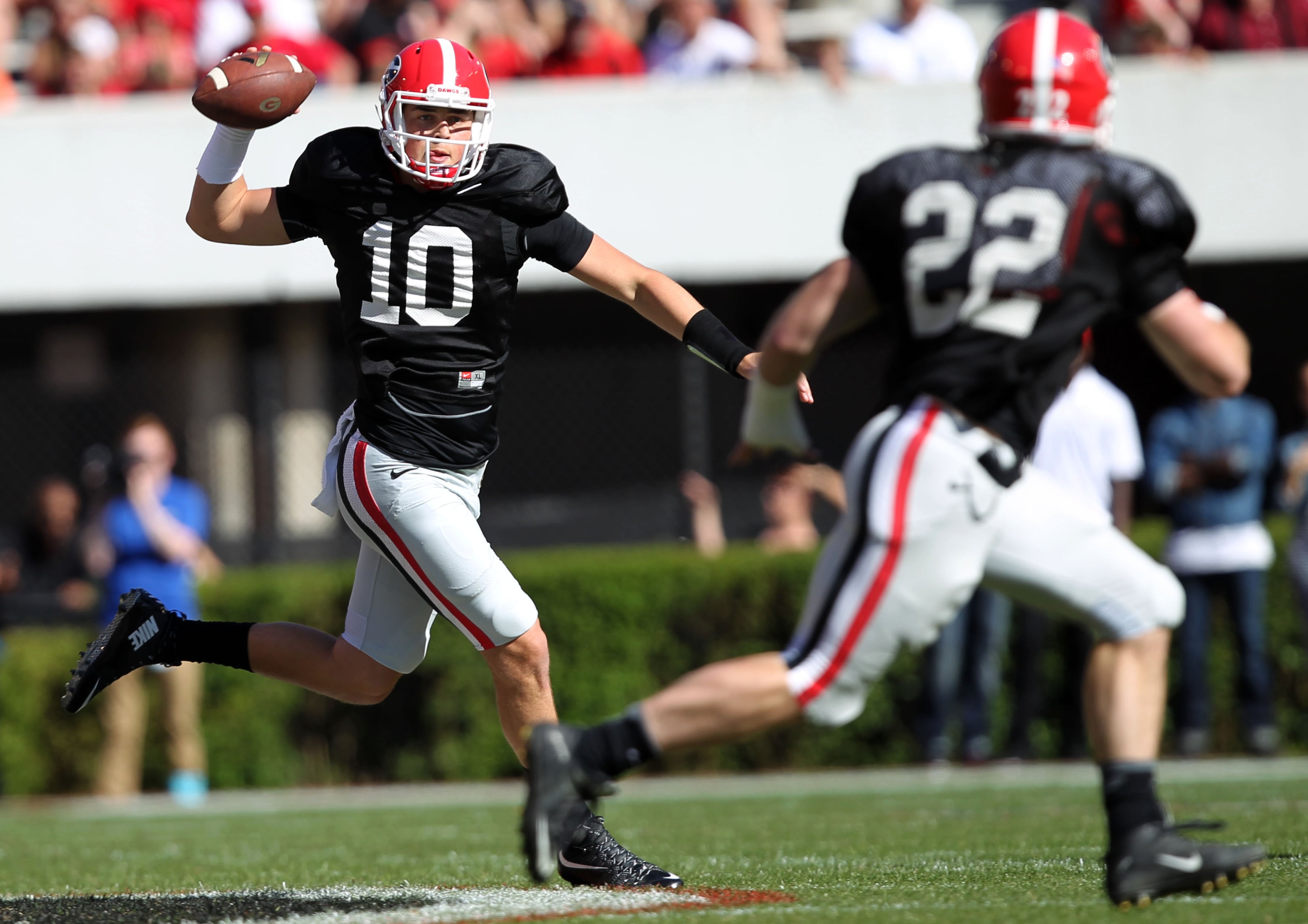 Georgia's Jacon Eason isn't super mobile, but he's still a teenager so he probably knows all the latest dance steps.