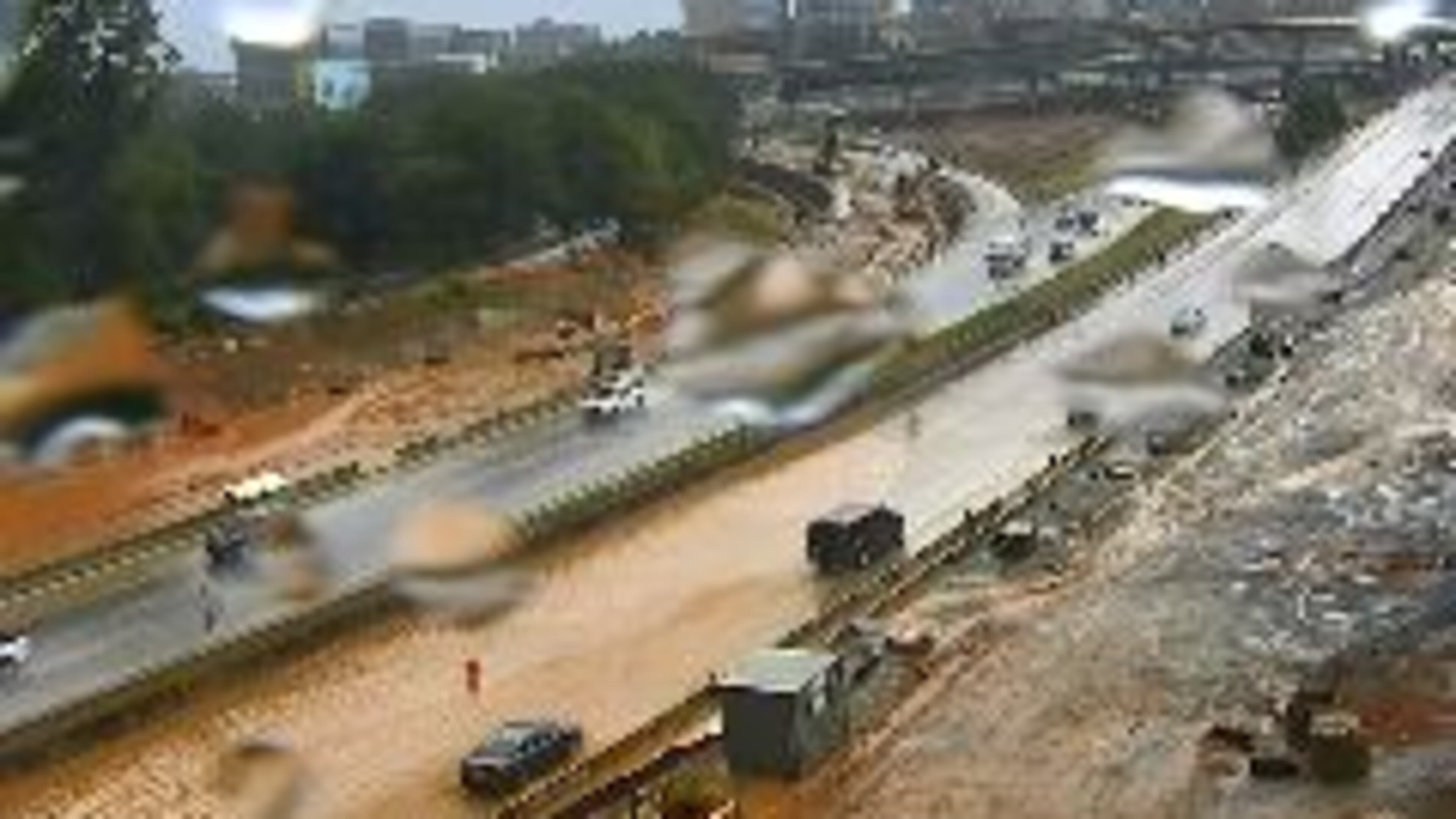 The southbound lanes of Ga. 400 were underwater Monday afternoon following heavy thunderstorms.