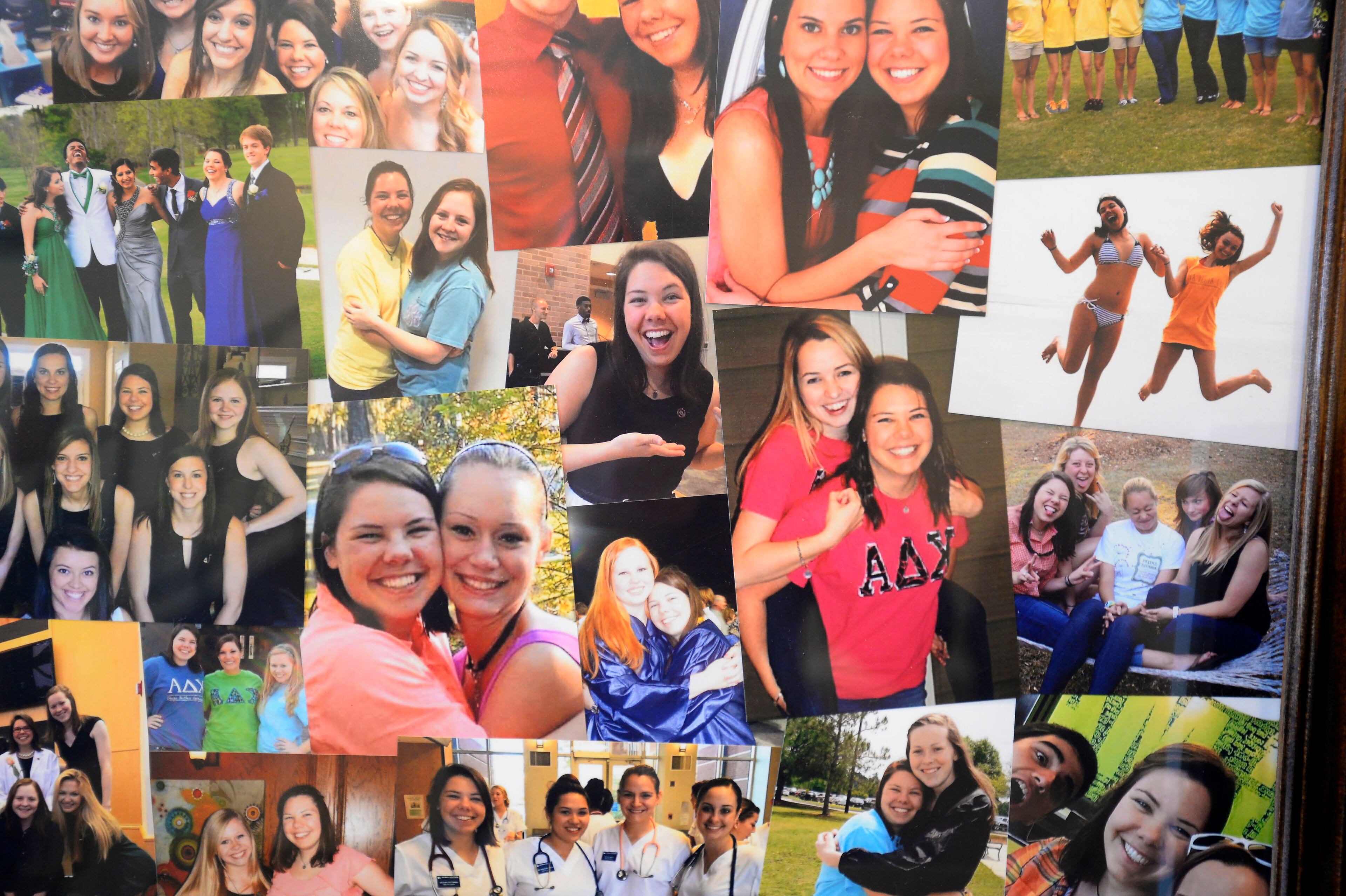 Photos of Catherine "McKay" Pittman are on display during services at the First Baptist Church of Alpharetta on Saturday, April 25, 2015, in Alpharetta, Ga. Pittman was one of five Georgia Southern University nursing students killed in a crash on I-16 earlier in the week. David Tulis / AJC Special