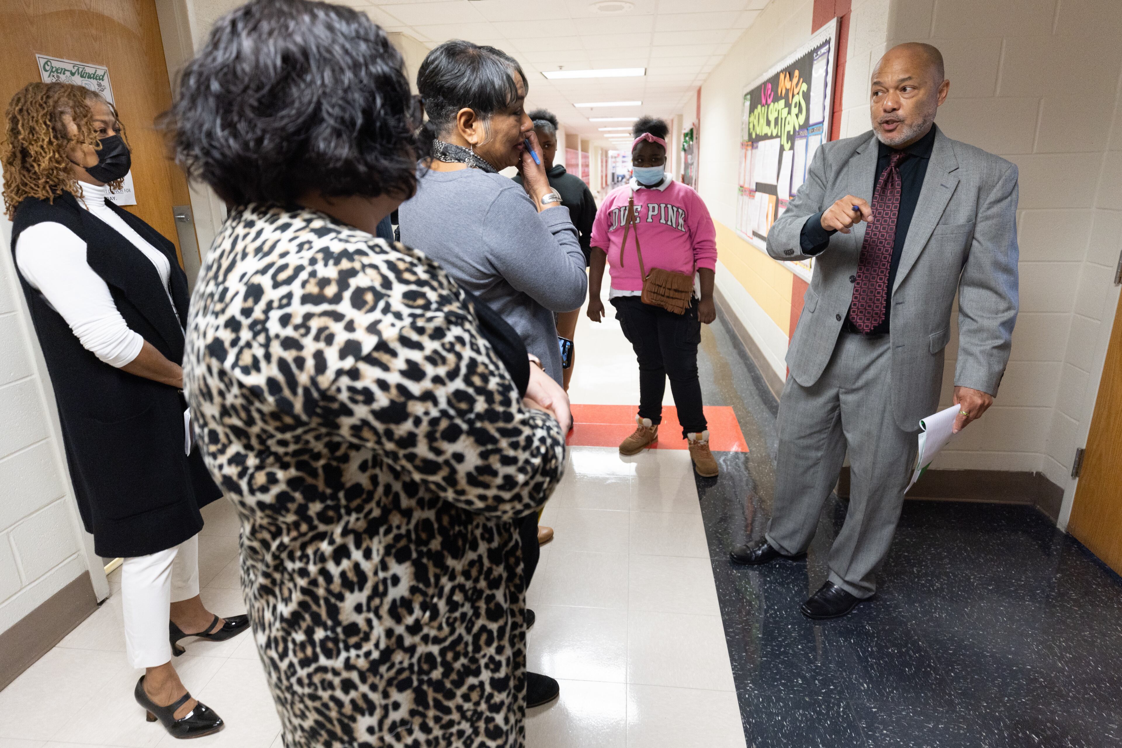 Jean Childs Young Middle School Principal Ron Garlington talks with school representatives from around the country about their approach to teaching students social and emotional skills on Wednesday, Dec. 7, 2022. (Steve Schaefer/steve.schaefer@ajc.com)