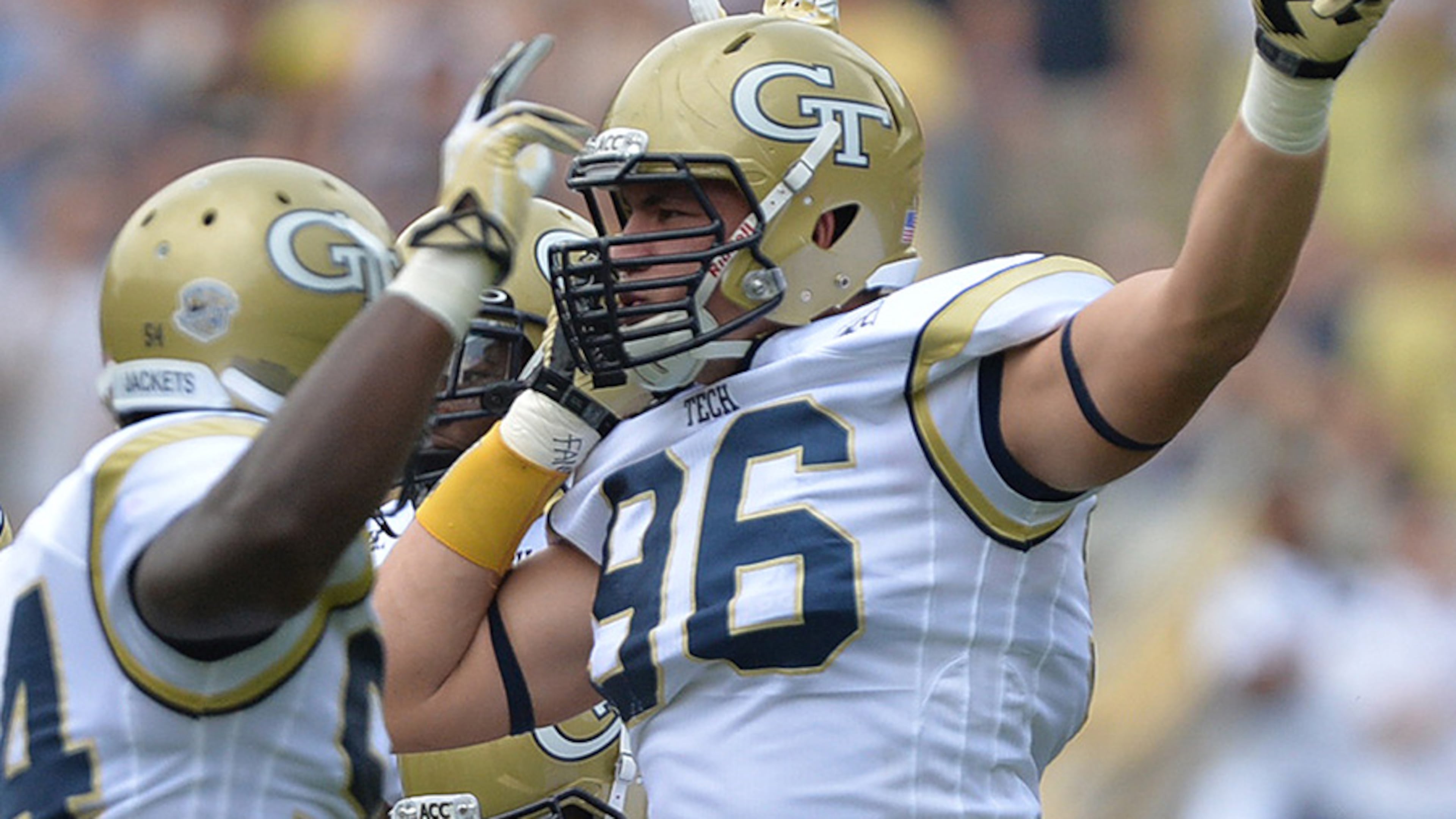 Georgia Tech's Adam Gostis is a 6-foot-5, 300 pound defensive lineman who hails from Australia.