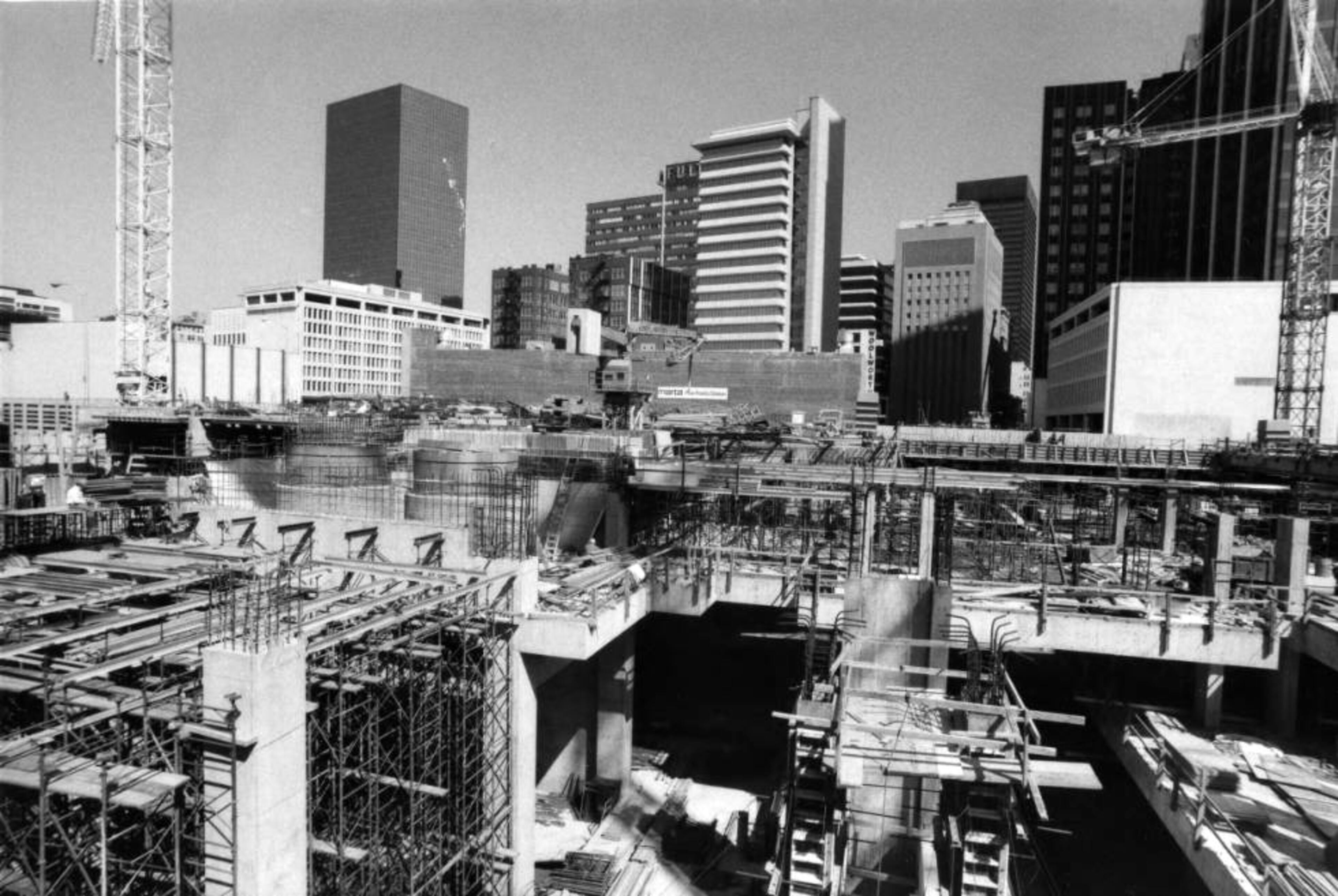 MARTA's Five Points Station being constructed at Broad and Alabama in March 1979.