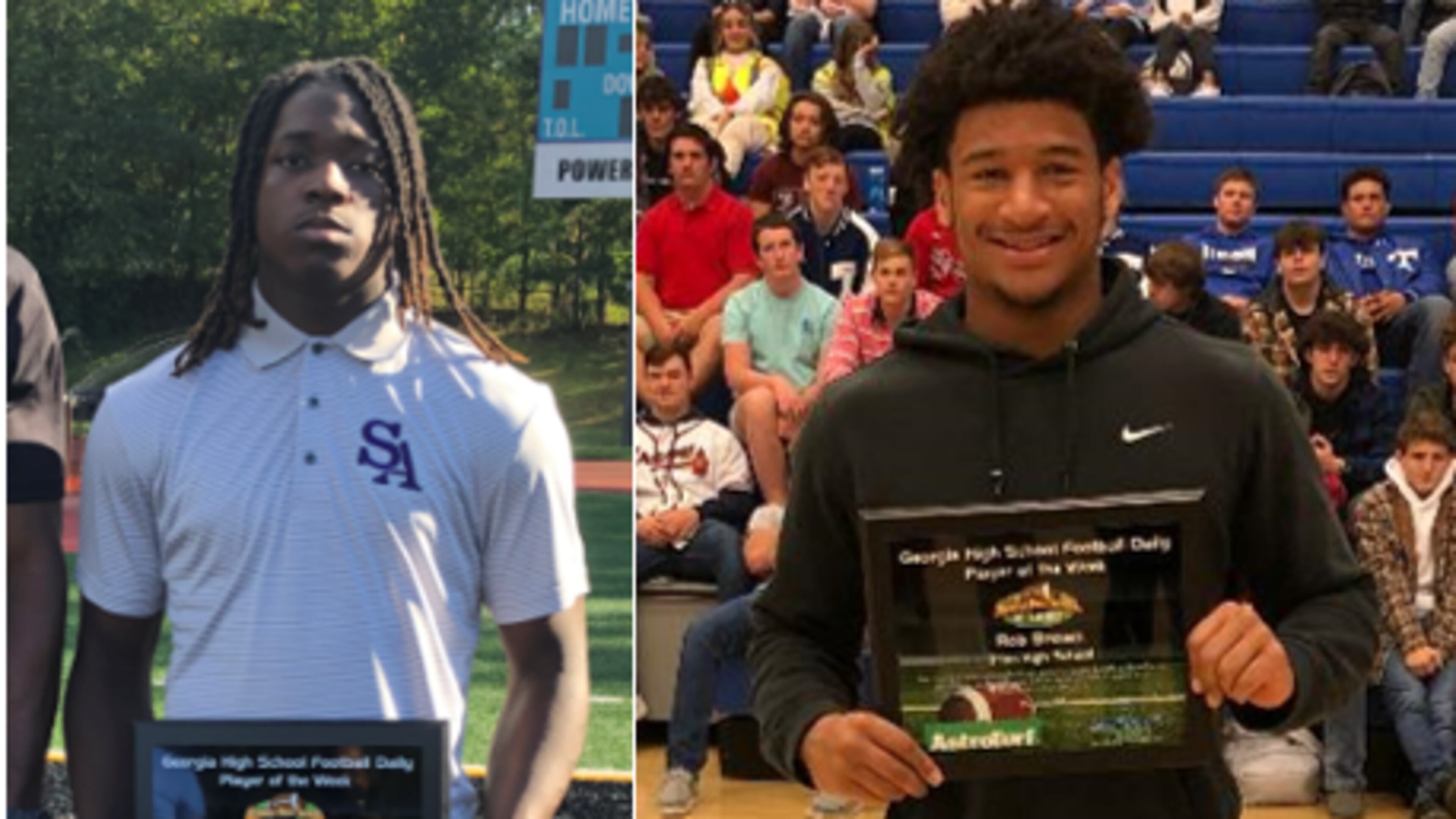 Keyjuan Brown (left) of South Atlanta and Rob Brown of Trion each rushed for more than 400 yards in the first round of the playoffs last week. The week before, they each surpassed 2,000 yards rushing. Both are previous recipients of Georgia High School Daily's state Player of the Week award.