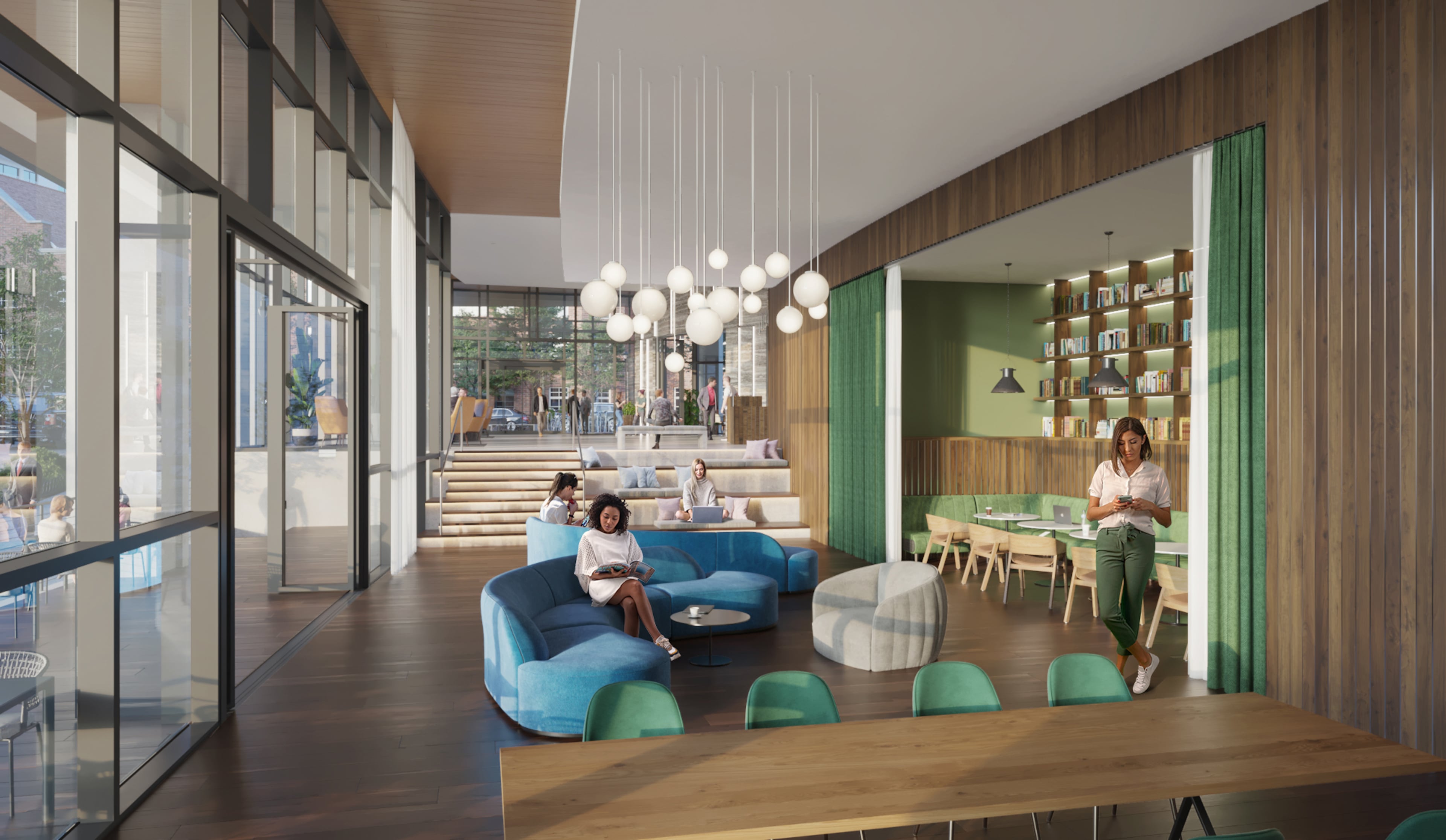 Stratus Midtown's ground floor will include a lobby, a lounge-like space called the library and outdoor covered patios.