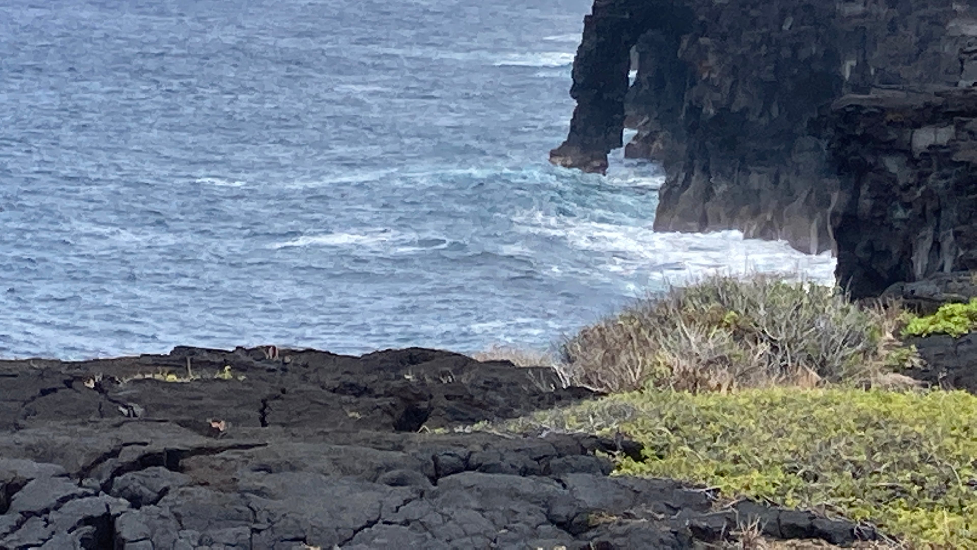 In this photo made with a smartphone, Holei Sea Arch is shown on July 12, 2021 in Hawaii Volcanoes National Park. (AP Photo/Caleb Jones)