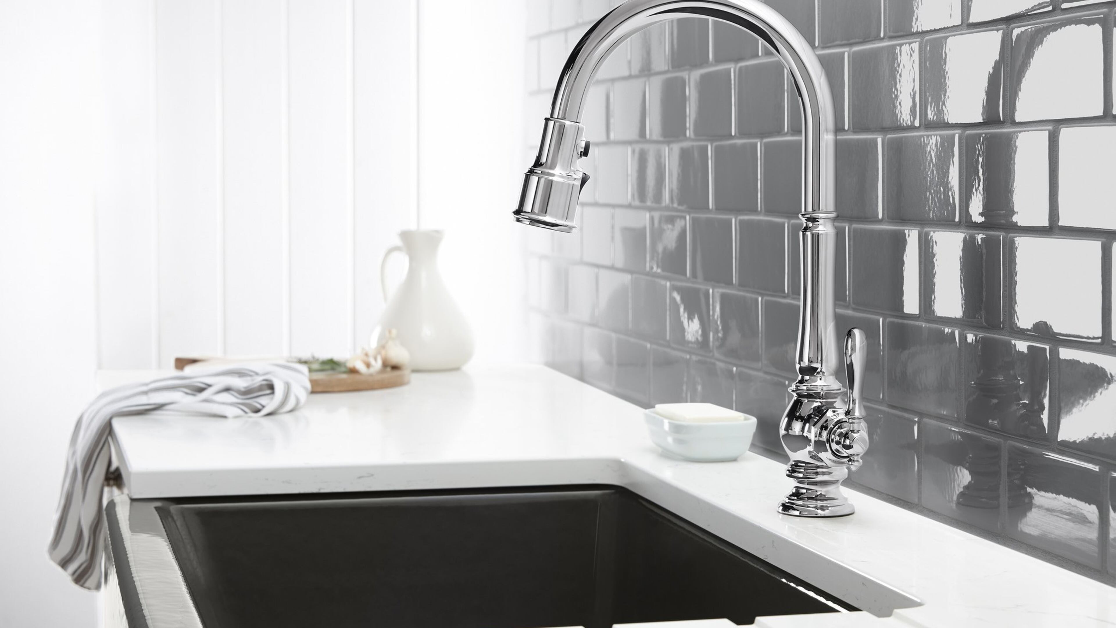 Usually an efficient kitchen faucet uses less than 1.9 gpm. (Kohler)