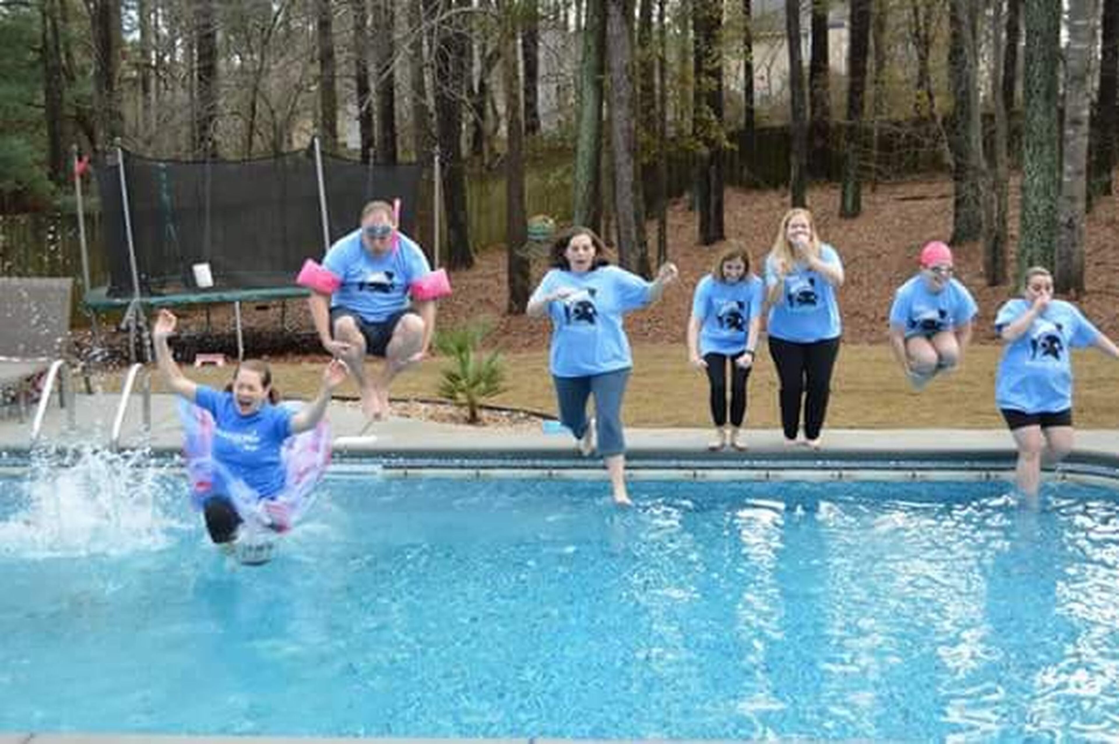 The “Wish Warriors” held a series of fundraising events, including a polar plunge into a frigid backyard pool in January. The group raised $10,000 in just nine months. CONTRIBUTED