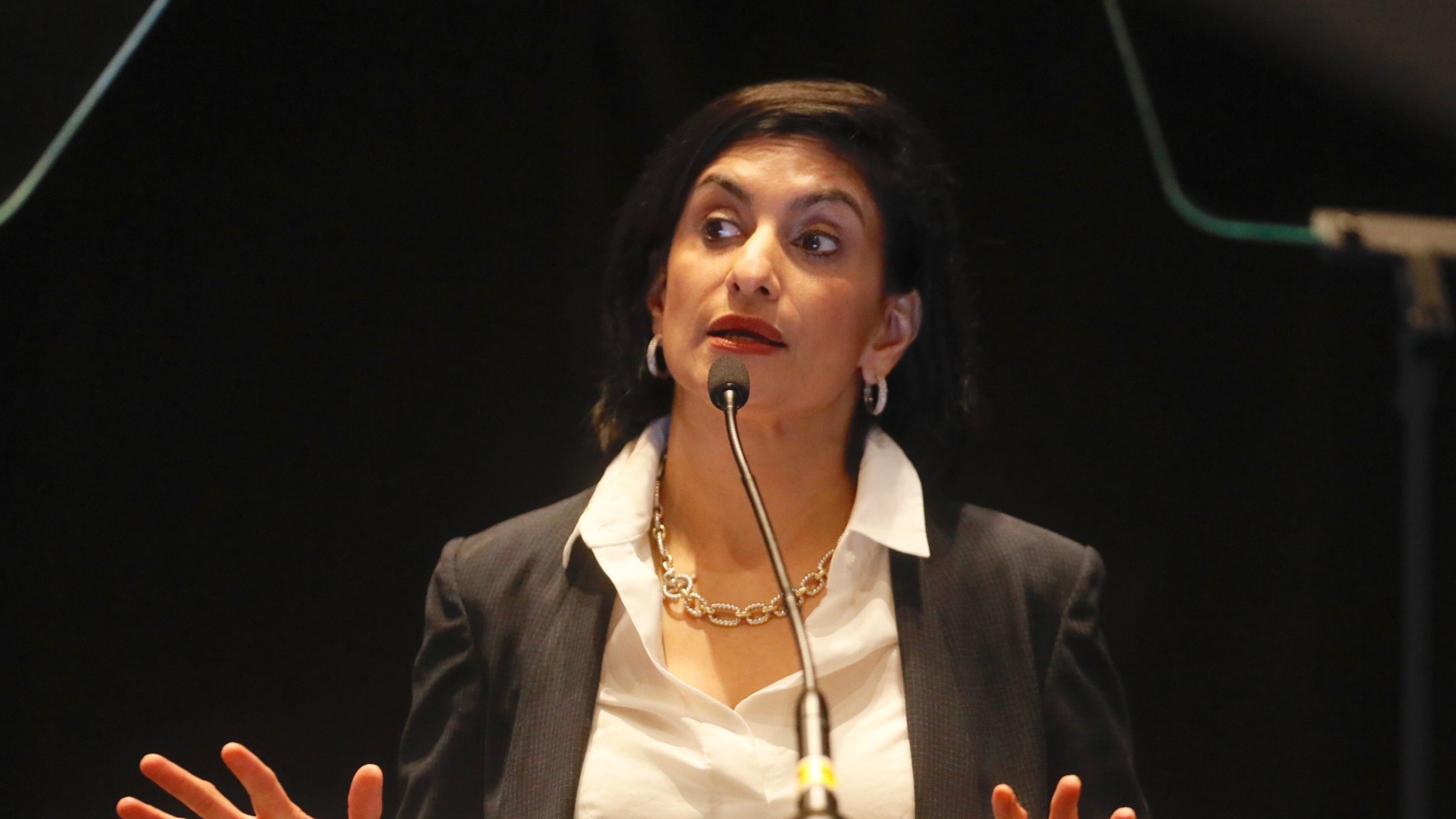 Seema Verma, the administrator of the federal Centers for Medicare and Medicaid Services, is a key Trump administration official dealing with Georgia’s hopes for a Medicaid waiver to cover more of the state’s poor. She spoke in Atlanta on Wednesday. (PHOTO by BOB ANDRES / AJC)