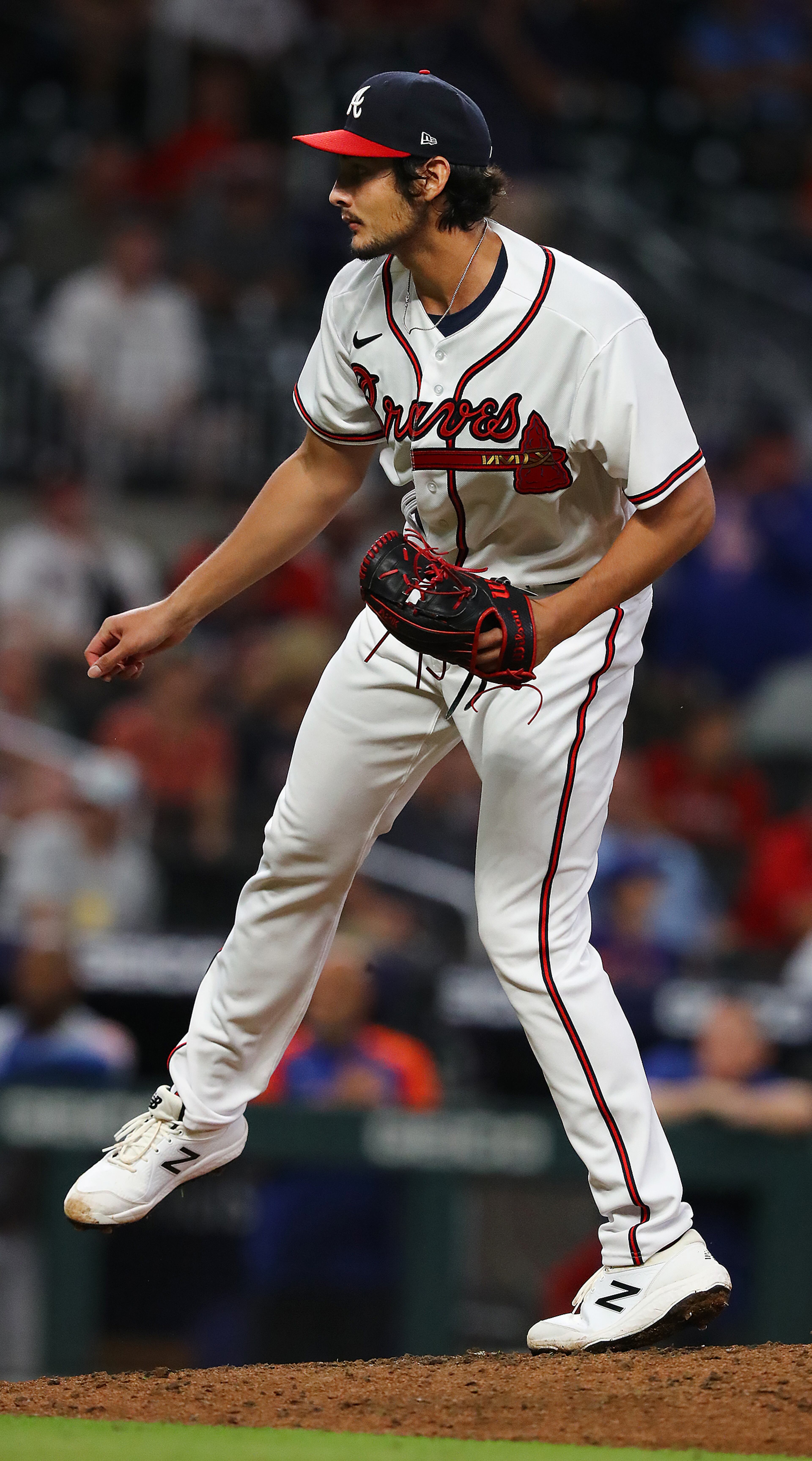 081722 Atlanta: Atlanta Braves pitcher Freddy Tarnok delivers against the New York Mets during the ninth inning in a MLB baseball game on Wednesday, August 17, 2022, in Atlanta. “Curtis Compton / Curtis Compton@ajc.com