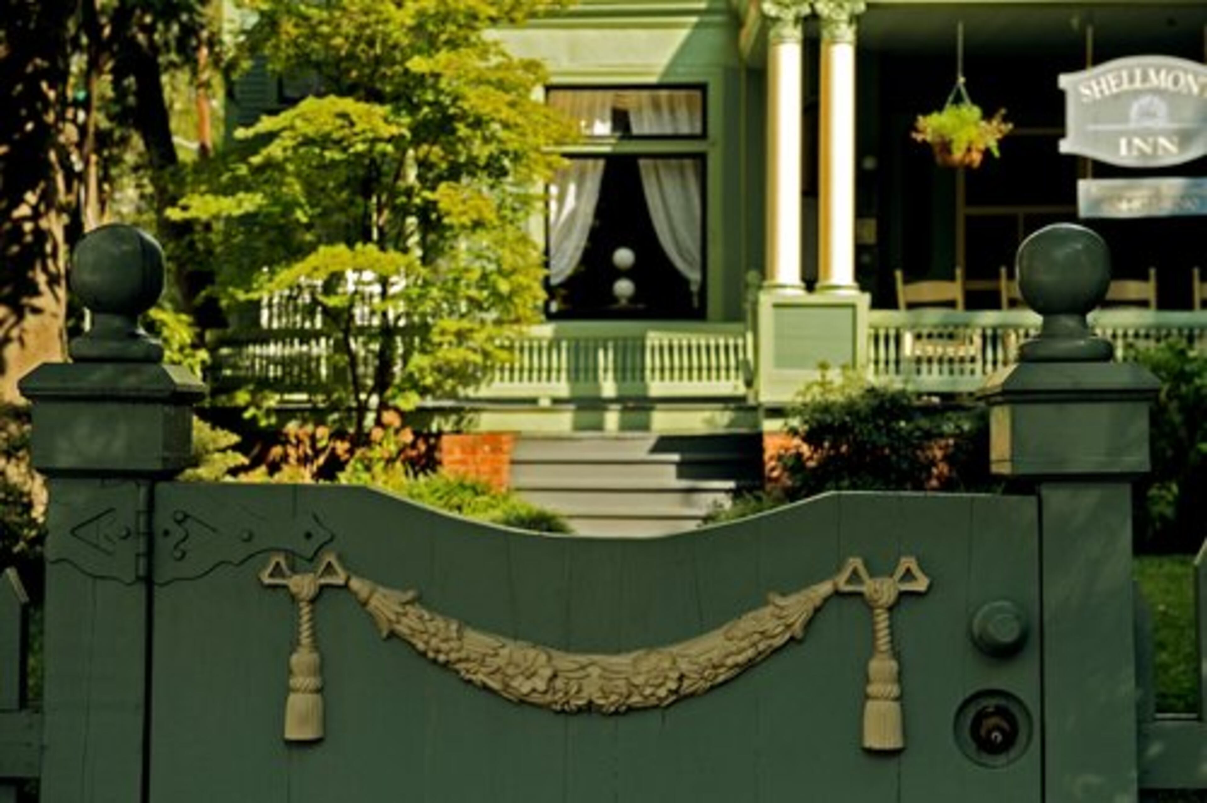 The McCords named their bed & breakfast the Shellmont Inn, "shell" for the large carved wooden shell mounted on the front of the house and "mont" for Piedmont, the road the house stands on.