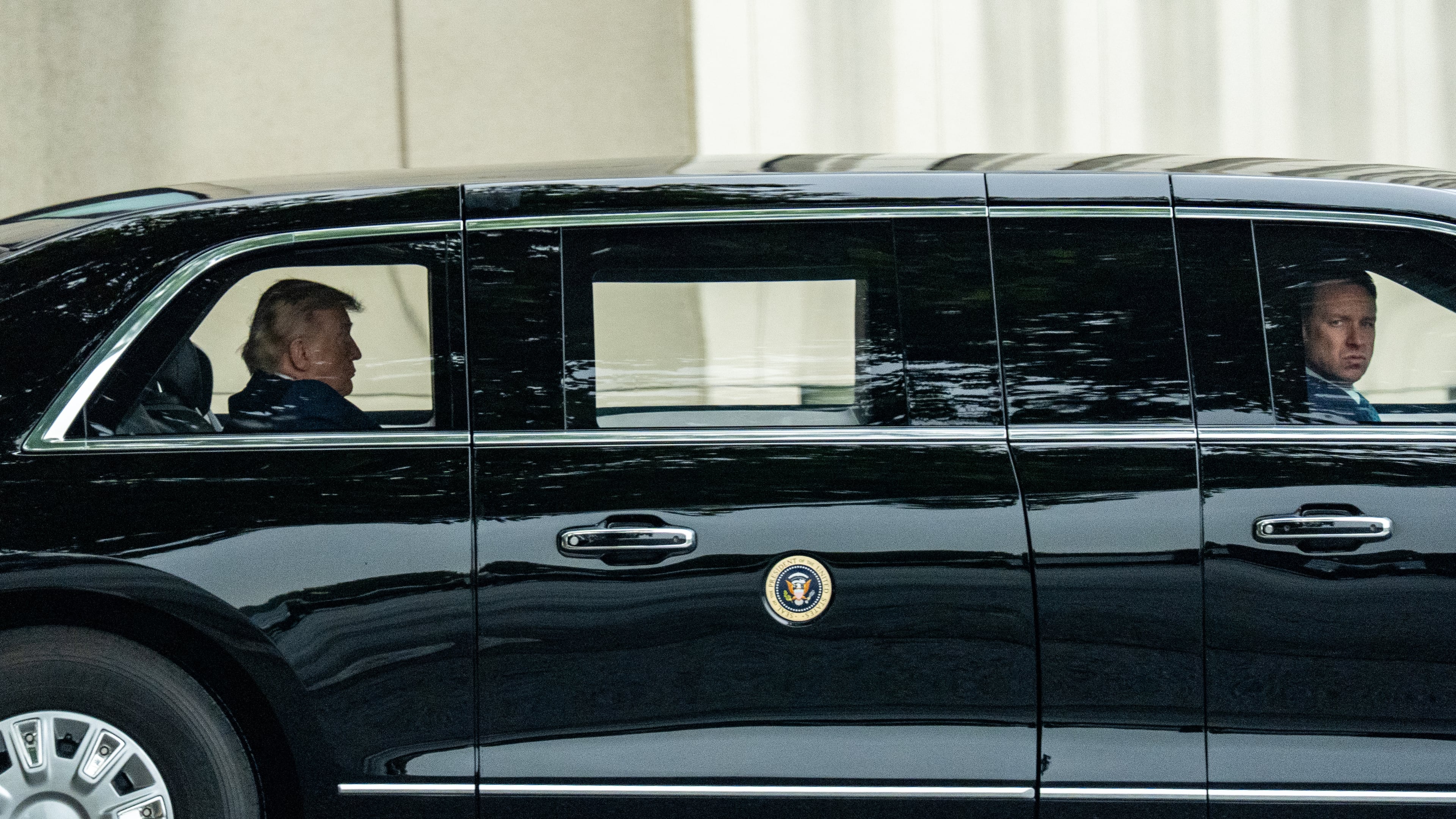 President Donald Trump departs Walter Reed National Military Medical Center, Tuesday, May 26, 2026, in Bethesda, Md. (AP Photo/Alex Brandon)