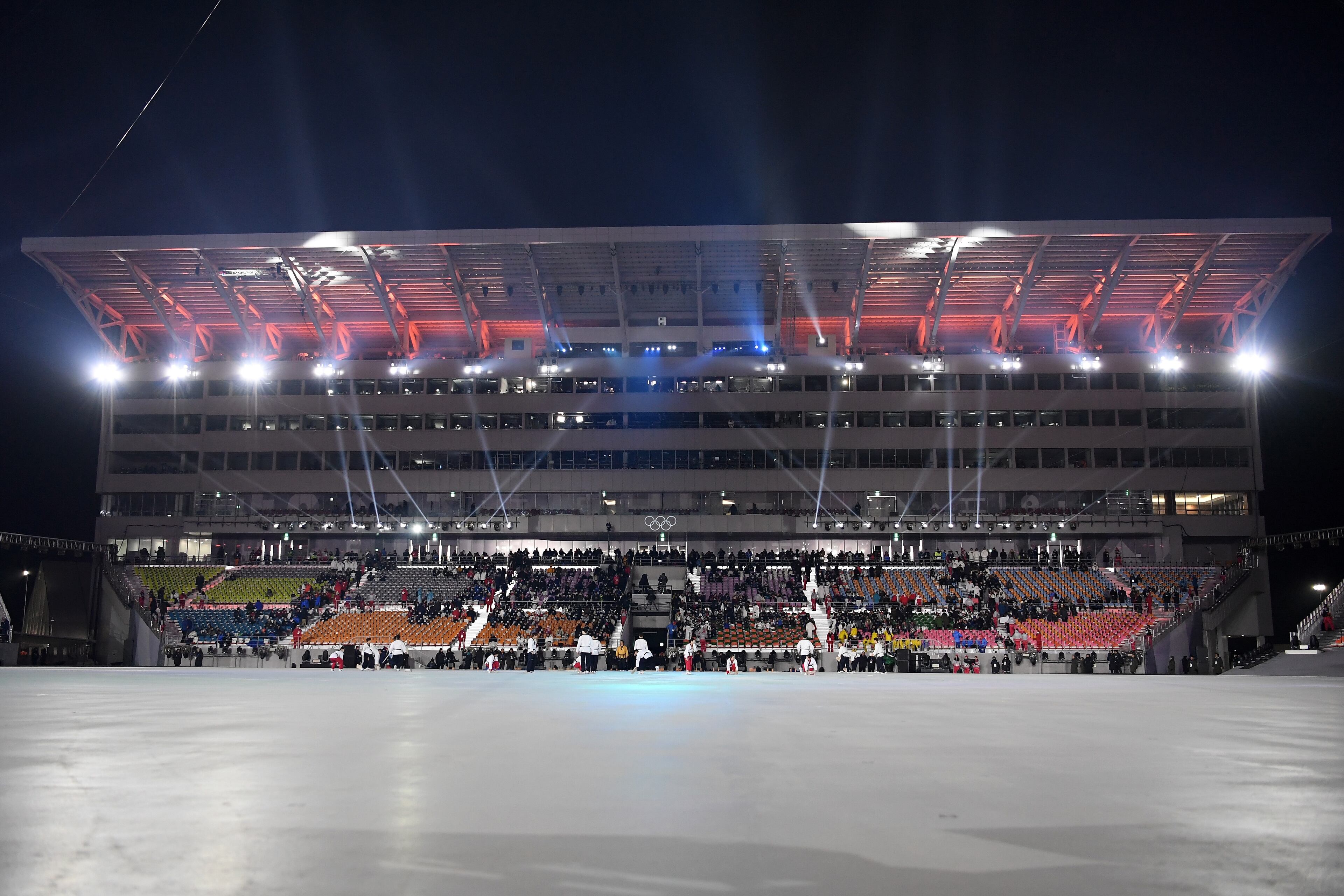 PYEONGCHANG-GUN, SOUTH KOREA - FEBRUARY 09: A general view of the Opening Ceremony of the PyeongChang 2018 Winter Olympic Games at PyeongChang Olympic Stadium on February 9, 2018 in Pyeongchang-gun, South Korea. (Photo by Quinn Rooney/Getty Images)