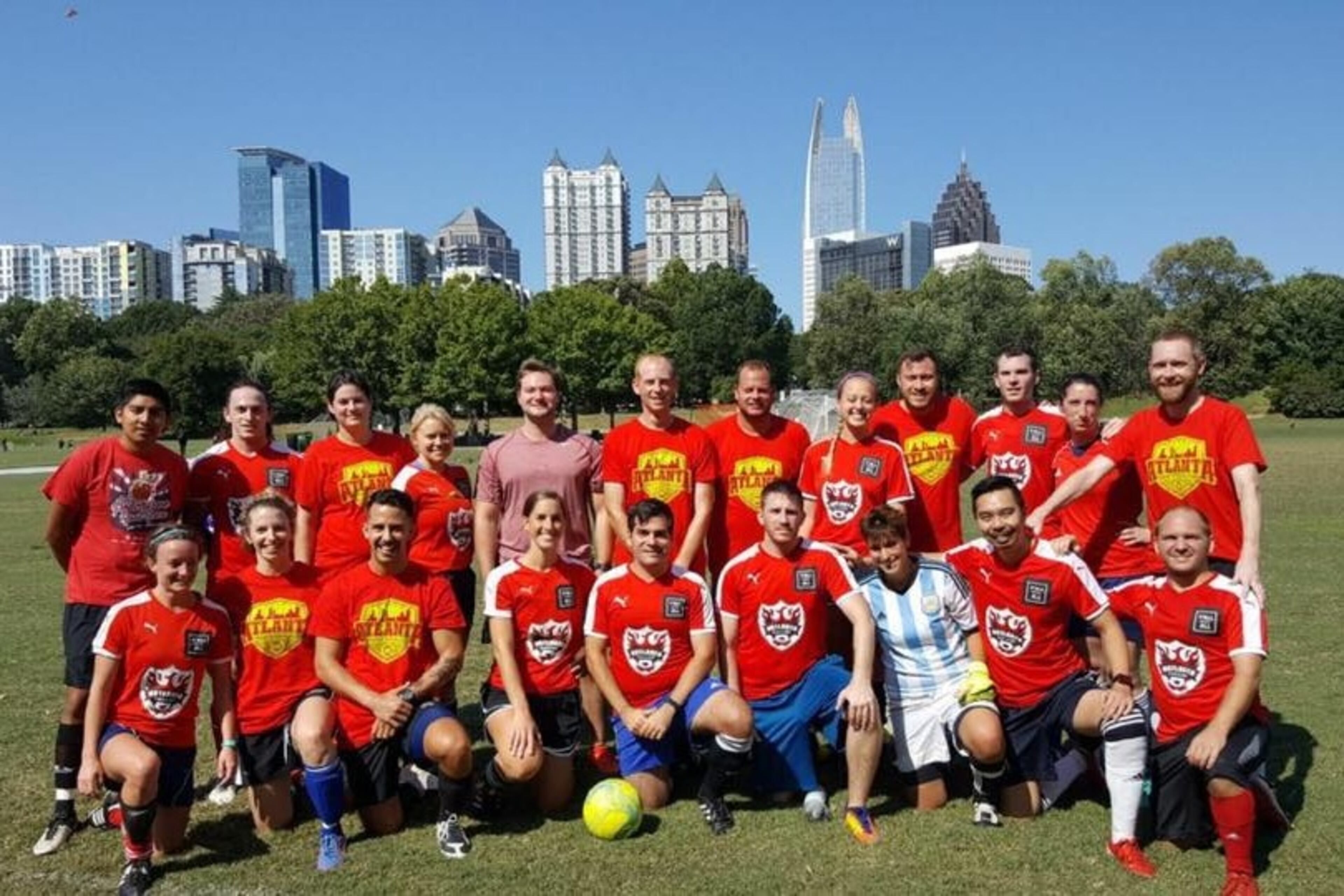 Hotlanta Soccer Club. Peter Jones is seventh from left in back row.