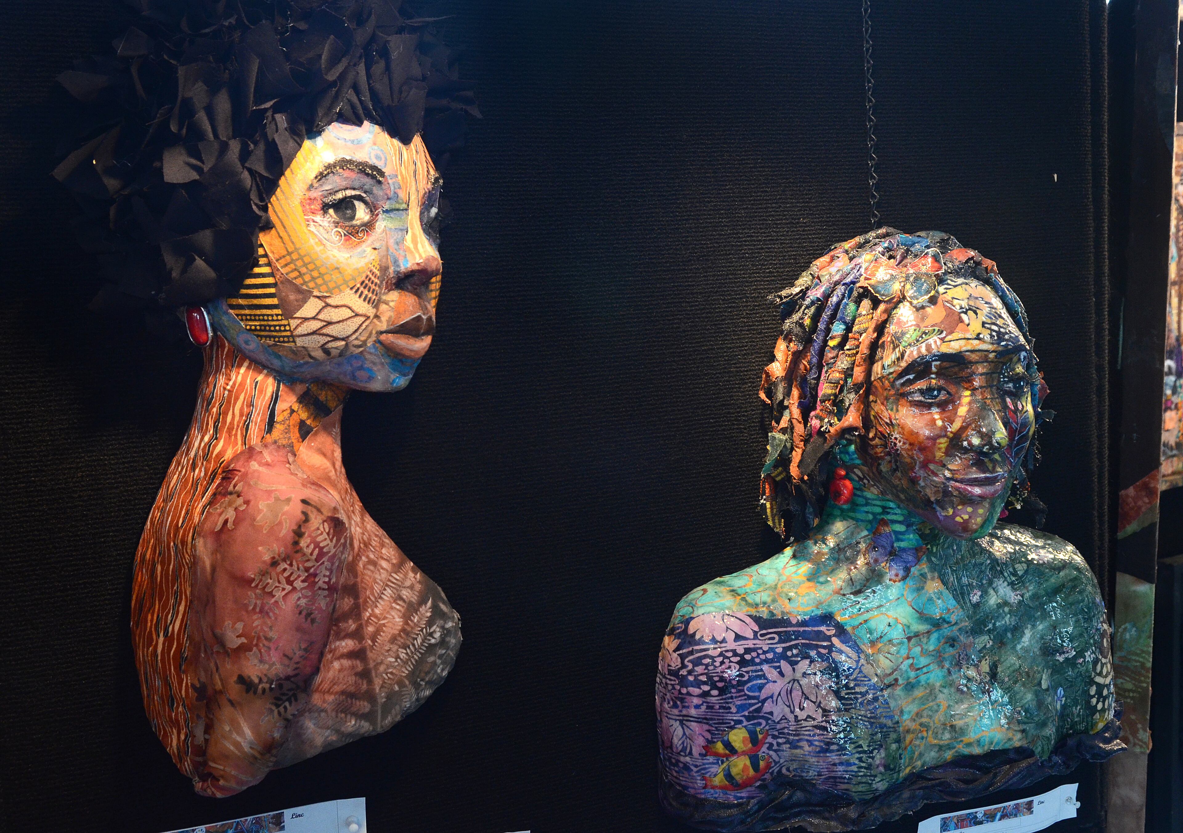 3-D sculptures, "Beverly" and "Joelle" by artist Wycliffe (Linc) Bennett are created through a series of sculpting procedures resulting in this technique in the established artist area of 19th Annual Heritage Arts and Soul Festival at Underground Atlanta. The event features the work of over 30 artist, featuring fine art and wearable art ,plus an emerging artist pavillion, fashion show. (CHRIS HUNT/SPECIAL)