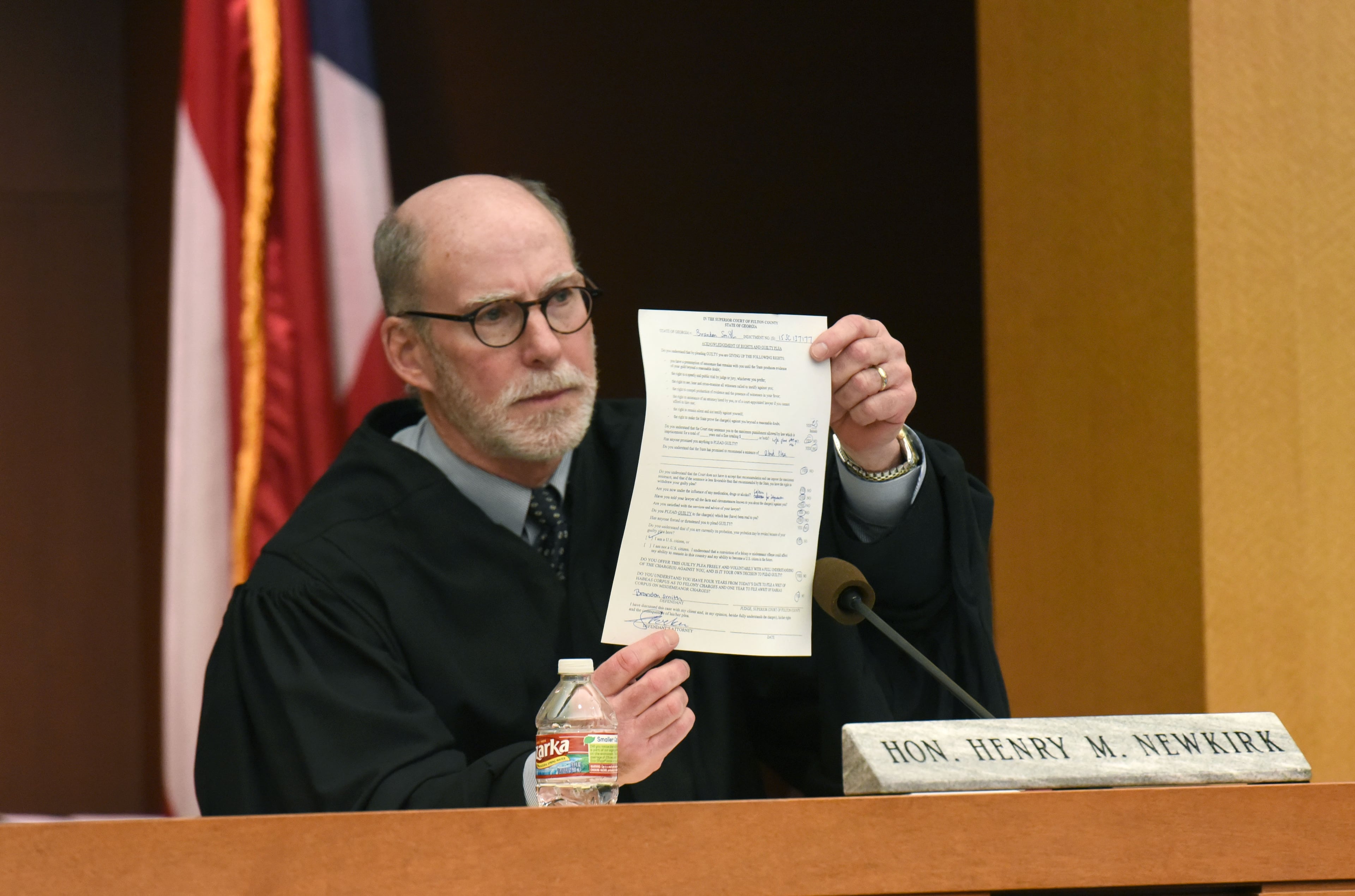 Judge Henry M. Newkirk presides over at Fulton County Superior Court on Thursday, Jan. 28, 2016. HYOSUB SHIN / HSHIN@AJC.COM