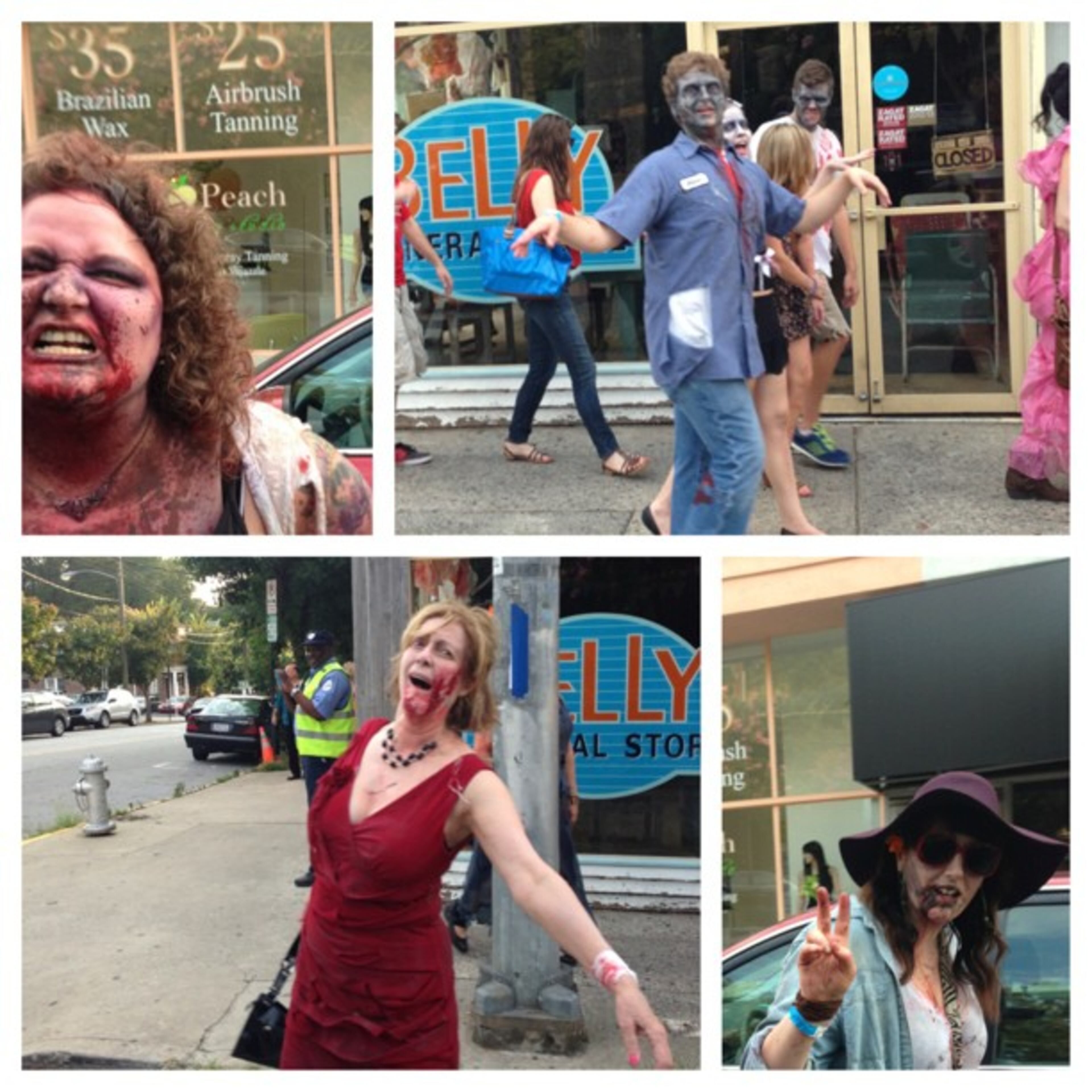 Had a great lunch at Fontaine's in Virginia Highlands yesterday and then drove by some interesting people. #zombiepubcrawl -- @enw1908
