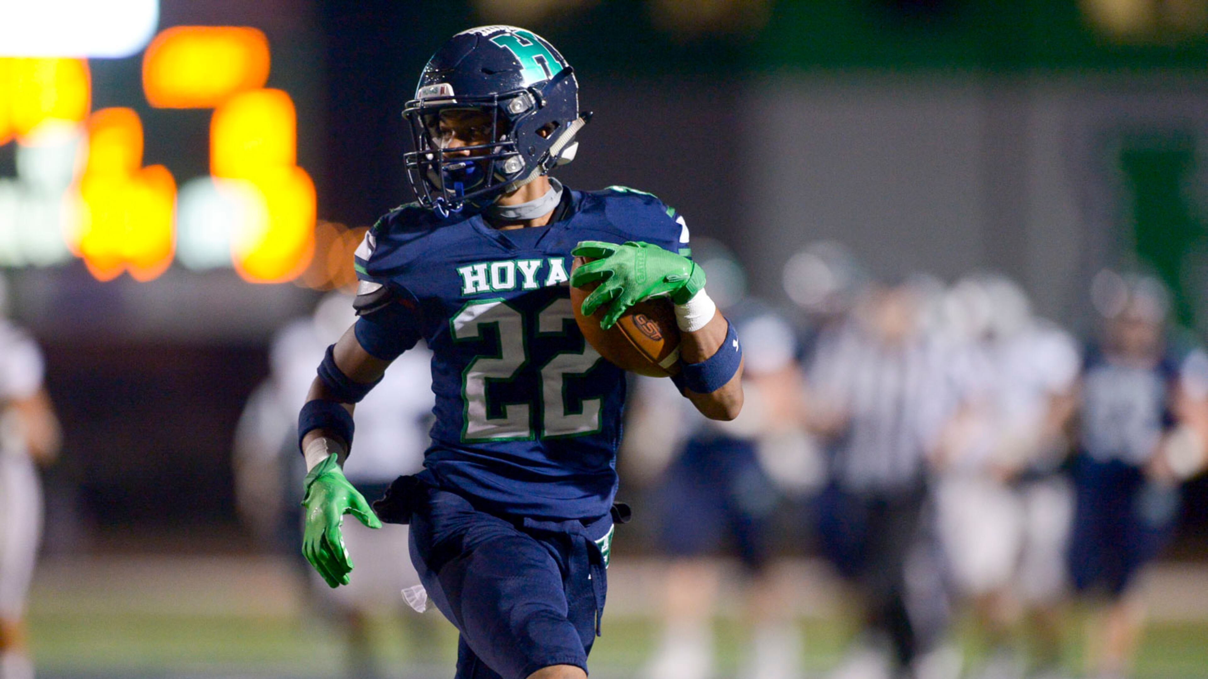 Harrison wide receiver Marques Owens (22) runs the ball for a touchdown in the first half of his game against Houston County at Harrison High School Friday, November 29, 2019. PHOTO/Daniel Varnado