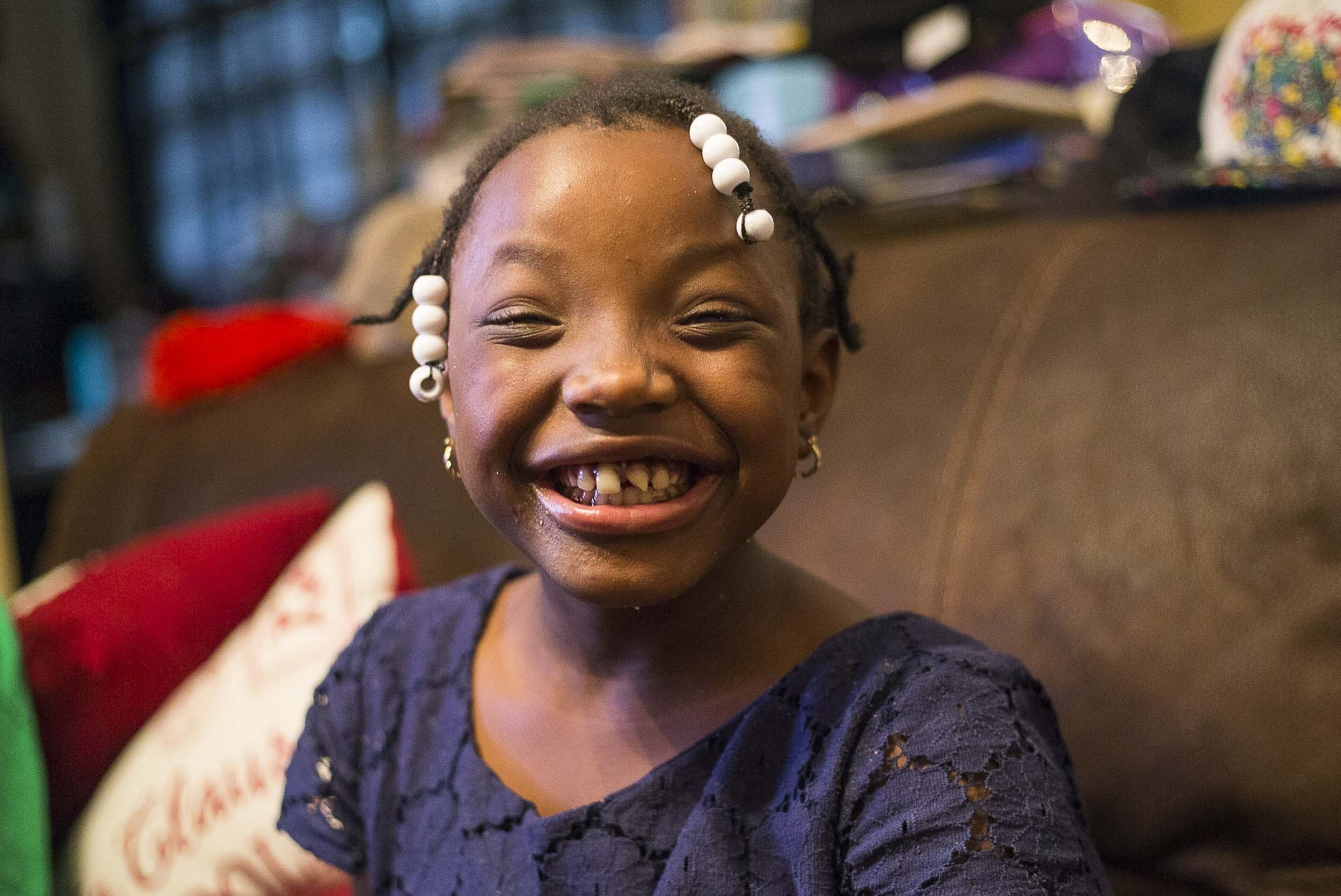 Ariah Moses, 9, is the oldest of the Moses sisters’ three adopted children. Ariah, who has cerebral palsy, had been abandoned by her birth mother, but the Moses sisters began visiting her regularly in the hospital, then fostered and later adopted her.