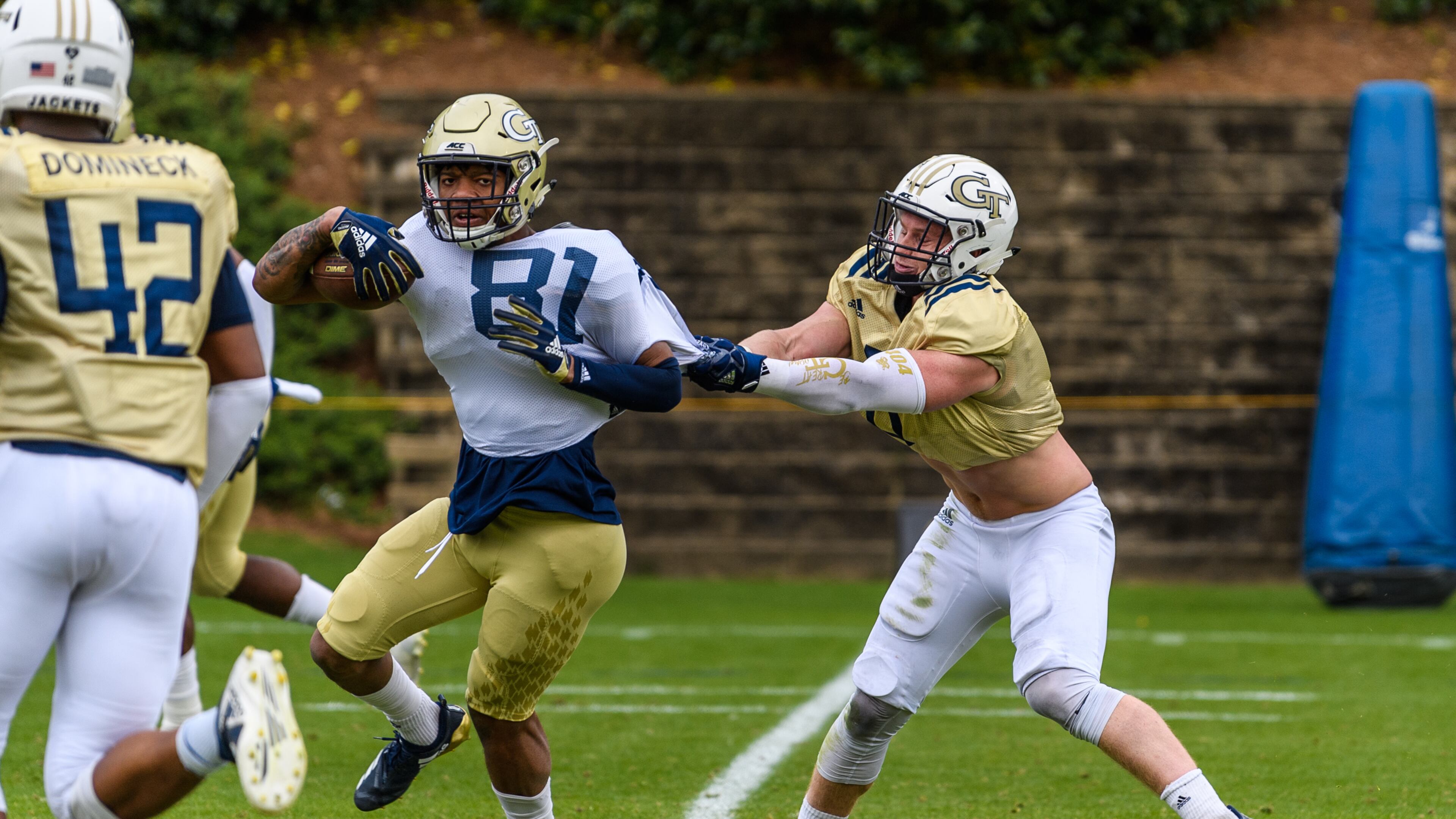 Georgia Tech wide receiver Malachi Carter (81) has been impressive in the first spring practice under new coach Geoff Collins. (Danny Karnik/Georgia Tech Athletics)