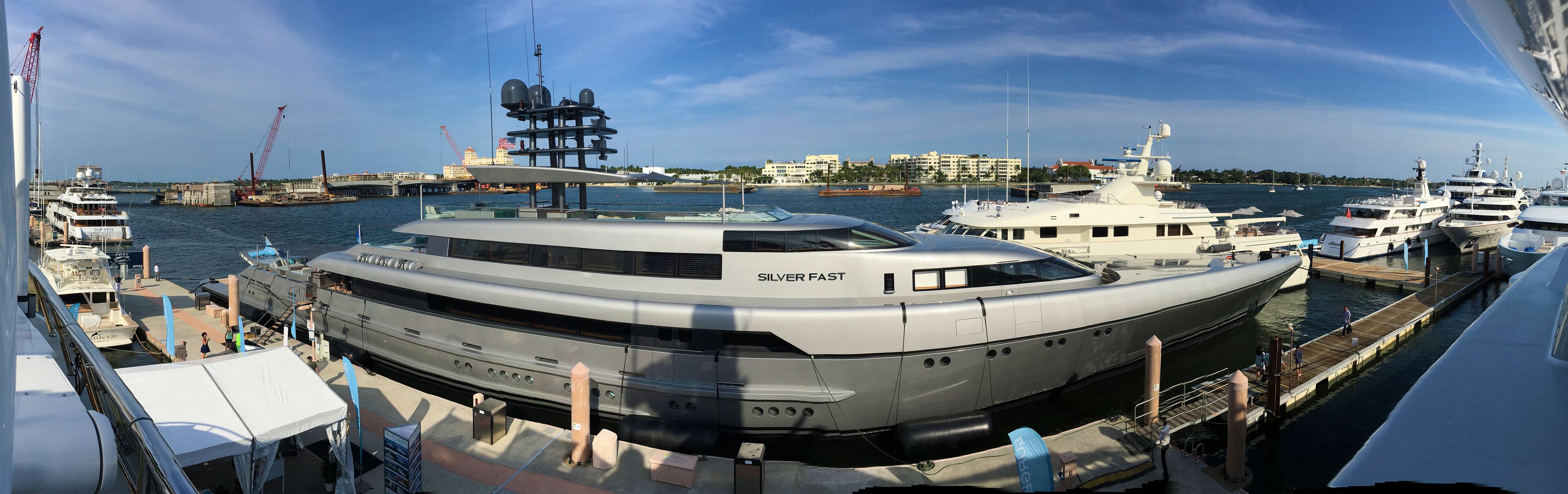 The 253 foot Silver Fast, the world's largest and fastest aluminum motor yacht, is for sale through Burgess for $86.94 million during the Palm Beach International Boat Show on March 17, 2016. (Richard Graulich / The Palm Beach Post)