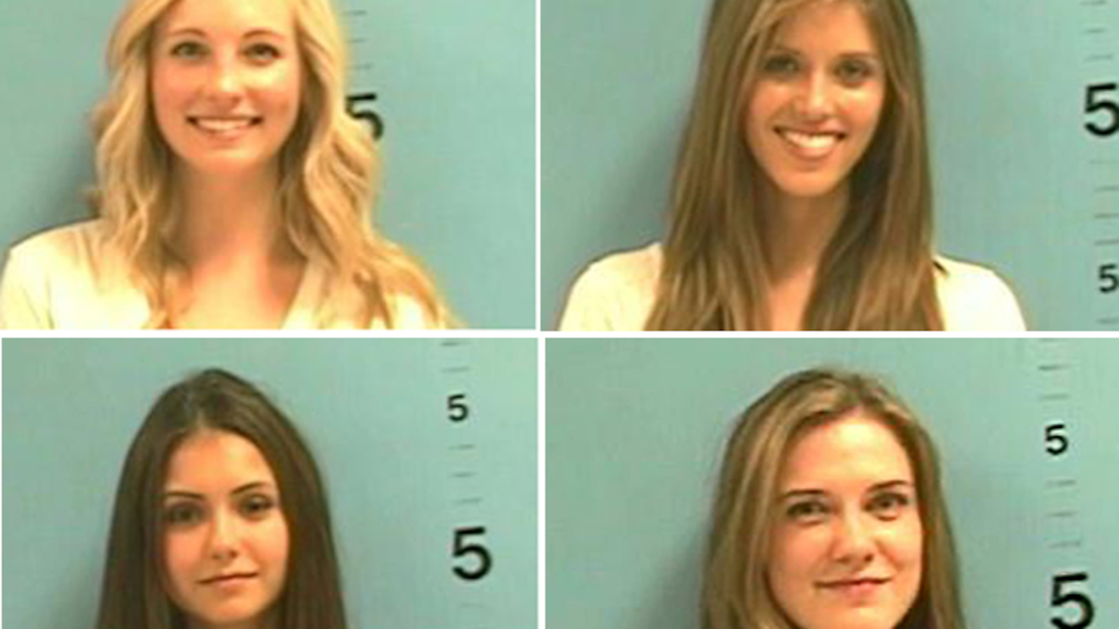 Among the actresses arrested were (clockwise from top left) Candice Accola, Kayla Ewell, Sara Canning and Nina Dobrov.