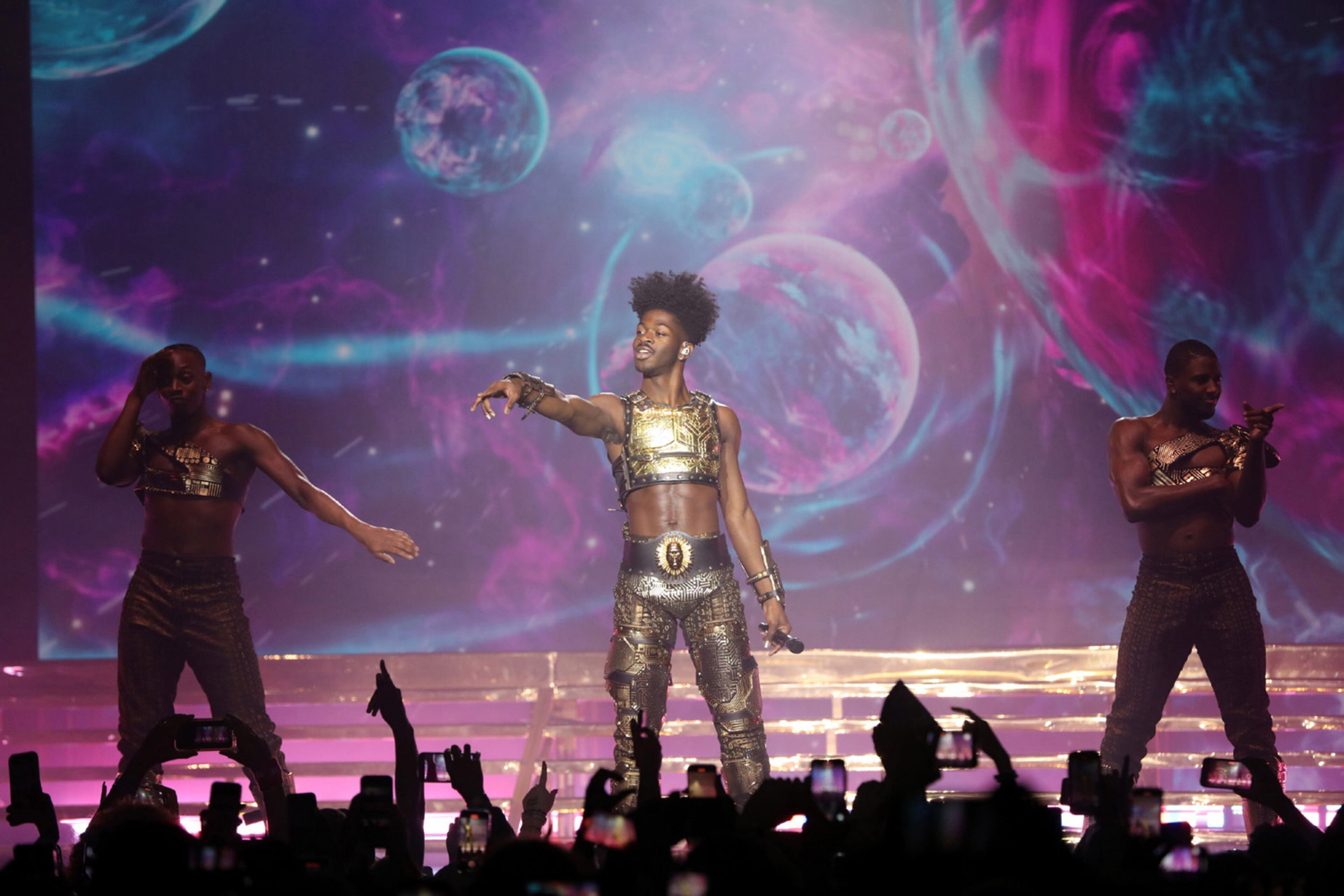 Atlanta native Lil Nas X played the first show of a two-night run in his hometown on Tuesday, Sept. 27, 2022, at the Coca-Cola Roxy Theatre. The Long Live Montero Tour hits the stage again Wednesday night at the Roxy in The Battery Atlanta. Robb Cohen for the Atlanta Journal-Constitution