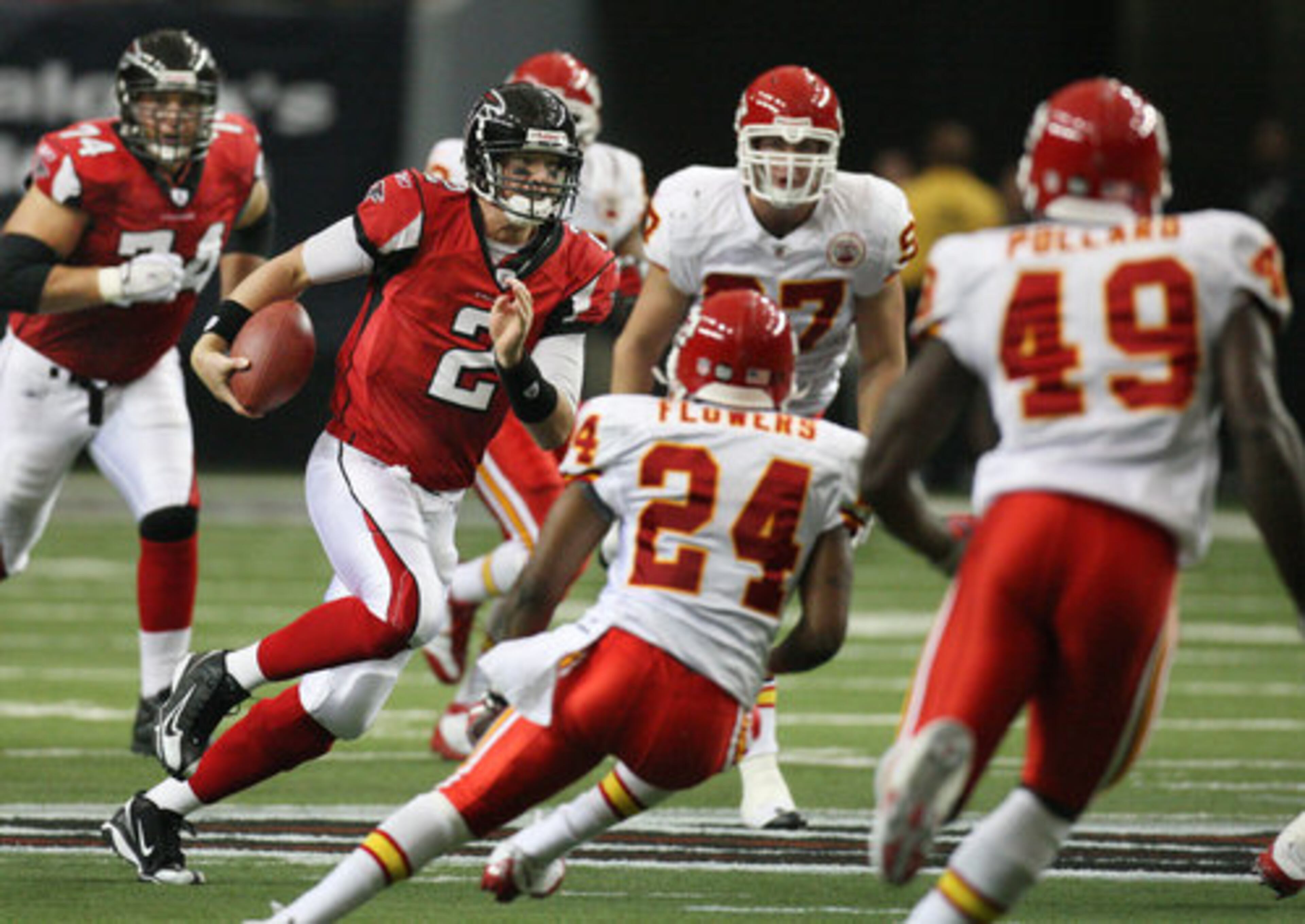 Showing poise, Ryan runs for a first down against the Chiefs on Sept. 21.
