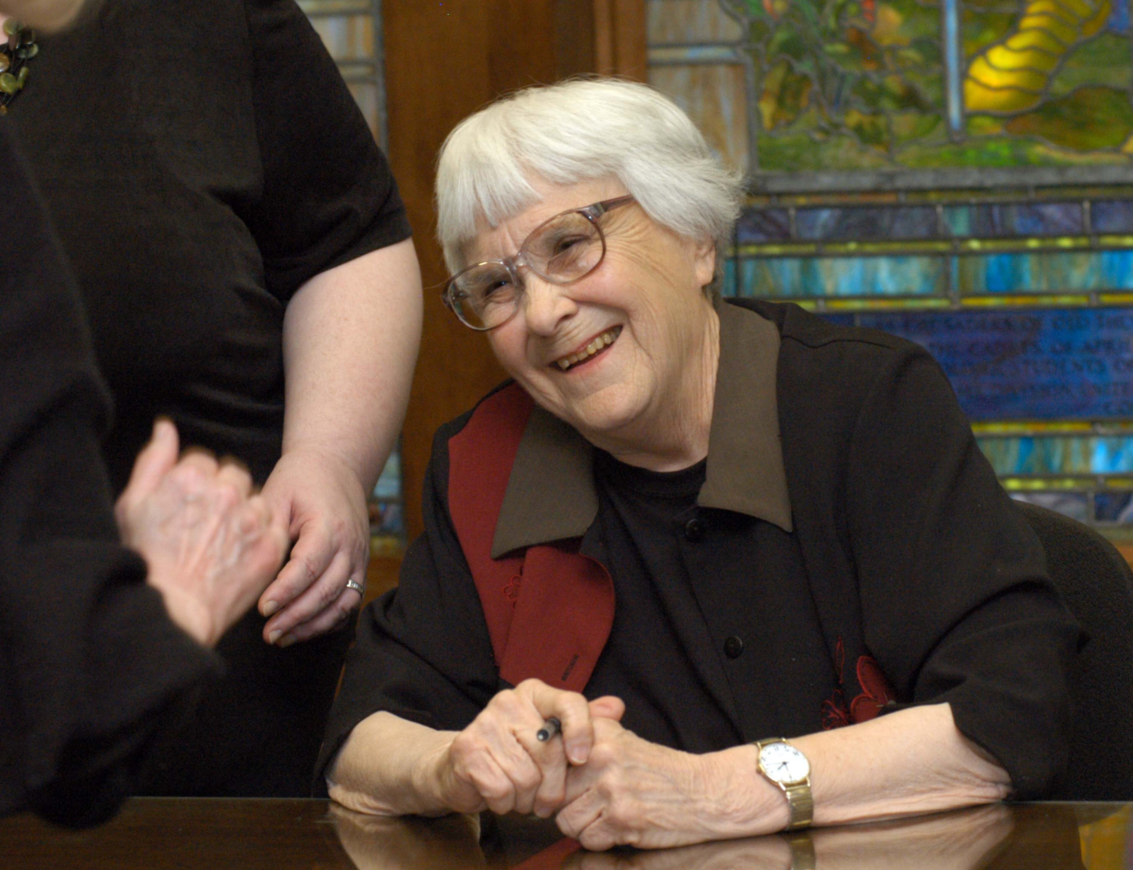 Harper Lee signs books at the University of Alabama on Jan. 30, 2006.