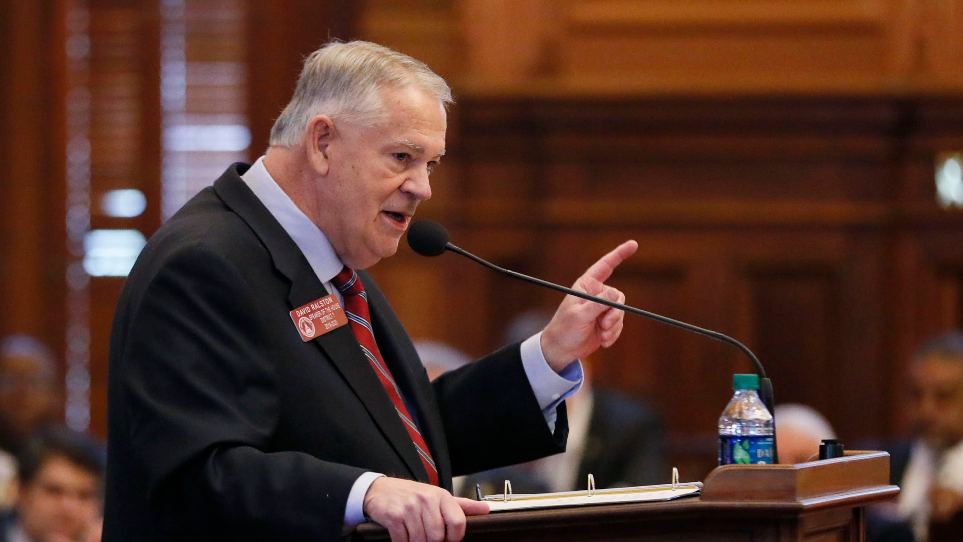 2/25/19 - Atlanta - House Speaker David Ralston took to the well during Morning Orders this morning to address accusations that he has abused his authority. Several Republican lawmakers signed onto a resolution calling for Georgia House Speaker David Ralston to resign over his use of power to delay cases of defendants accused of crimes. Bob Andres / bandres@ajc.com