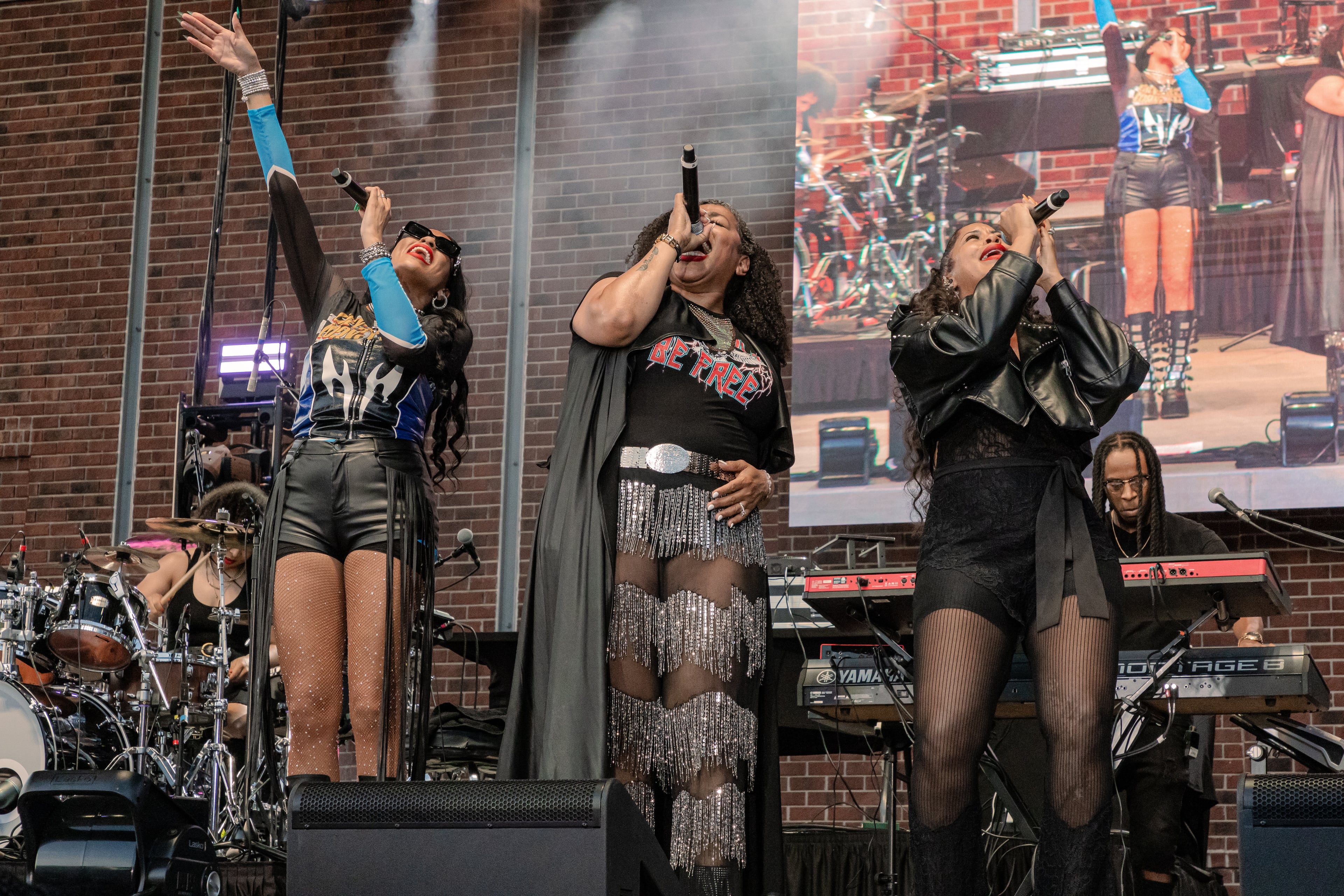 90s R&B group Brownstone performs at the Stockbridge Amphitheater on Saturday.