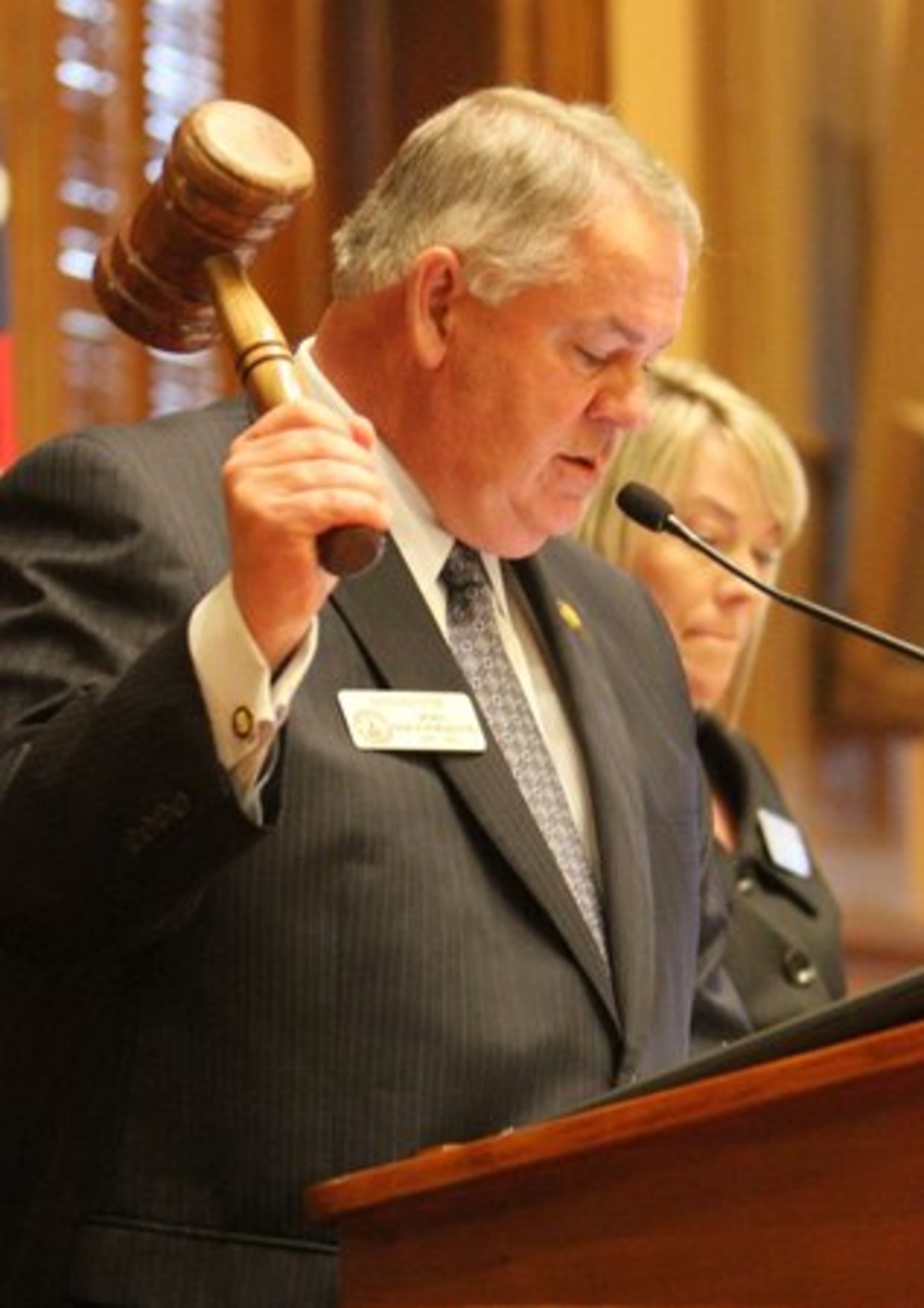 Speaker of the House David Ralston bangs the gavel to start the session. Lawmakers returned to the Capitol to determine new voting districts for the state. Draft maps were released last week.