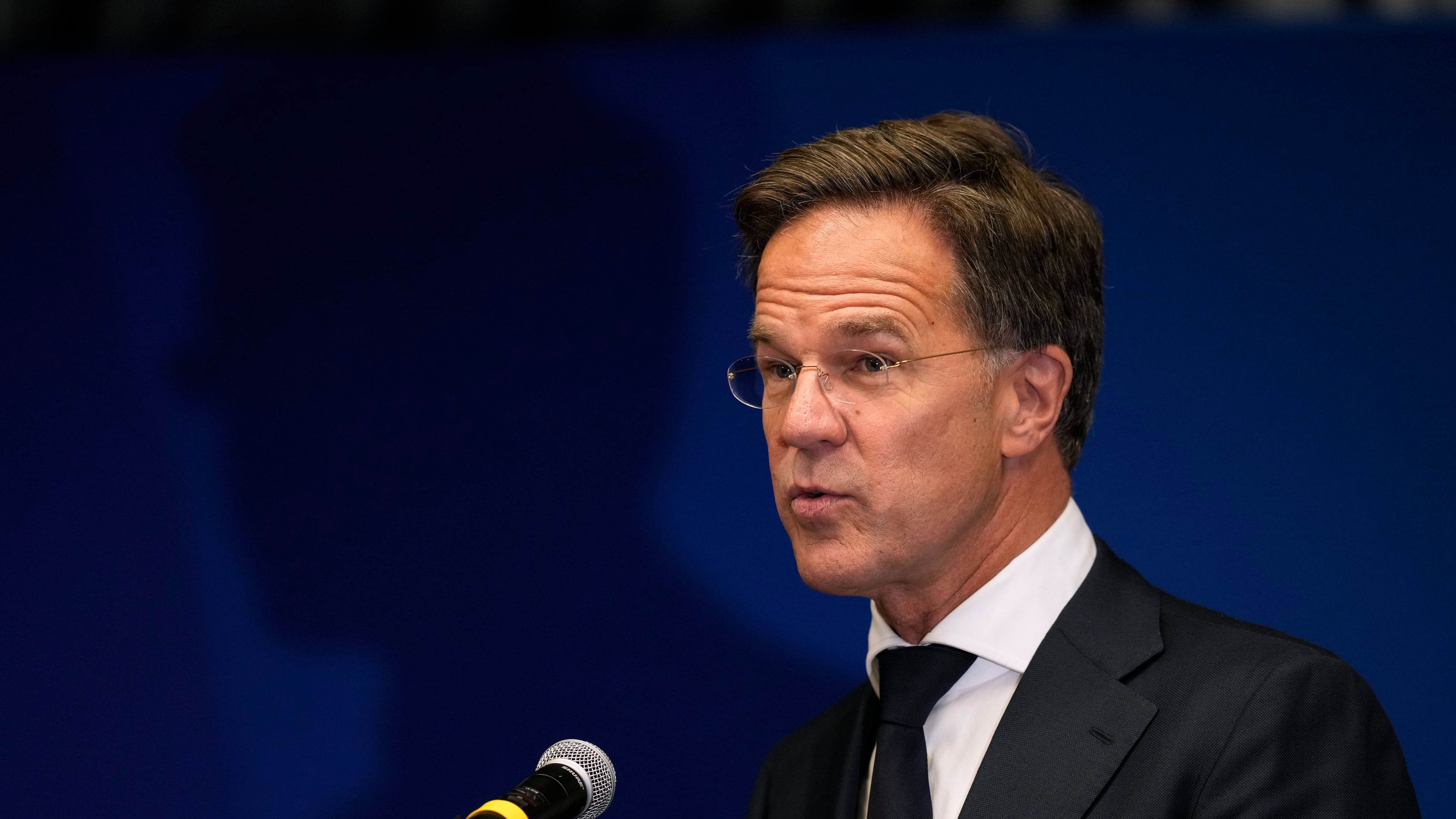 NATO Secretary General Mark Rutte speaks during a forum hosted by The Chicago Council on Global Affairs, Tuesday, Sept. 22, 2026, in Des Moines, Iowa. (AP Photo/Charlie Neibergall)