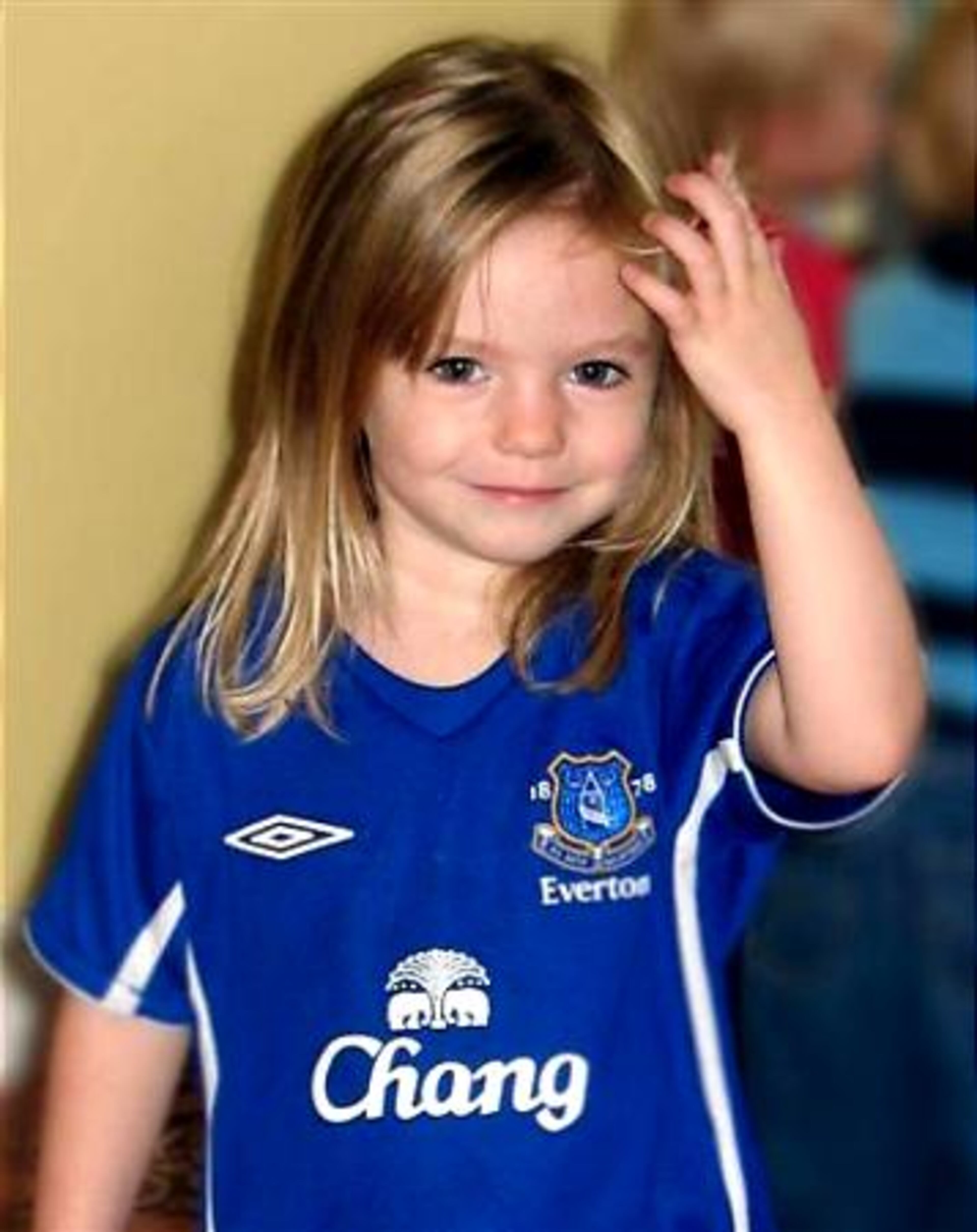 This is an undated image provided by The English Premier League soccer team Everton, of Madeleine McCann in an Everton soccer team shirt.