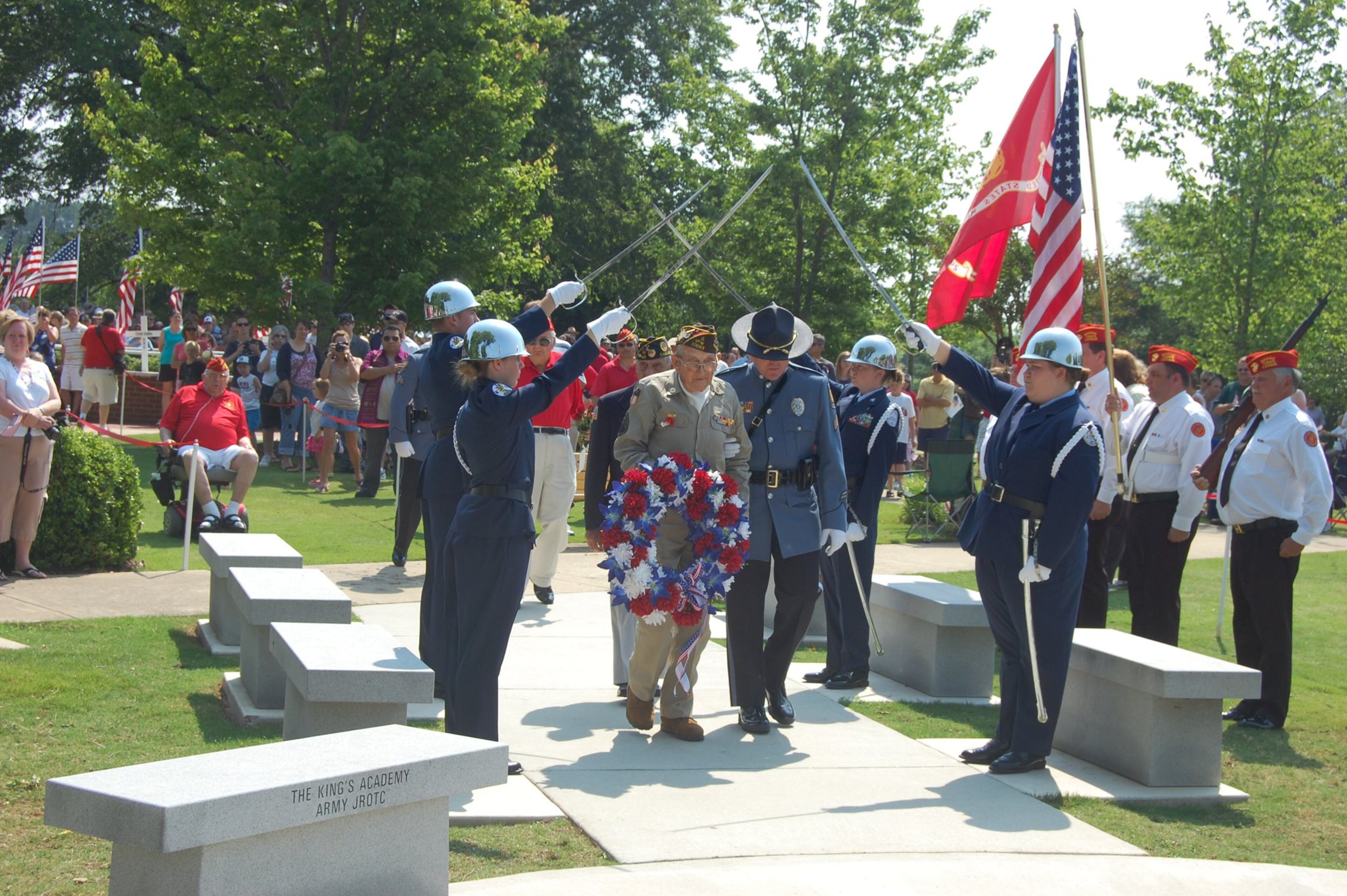 Veterans join forces at a previous Memorial Day Ceremony at the Park at City Center in Woodstock. CONTRIBUTED BY CITY OF WOODSTOCK