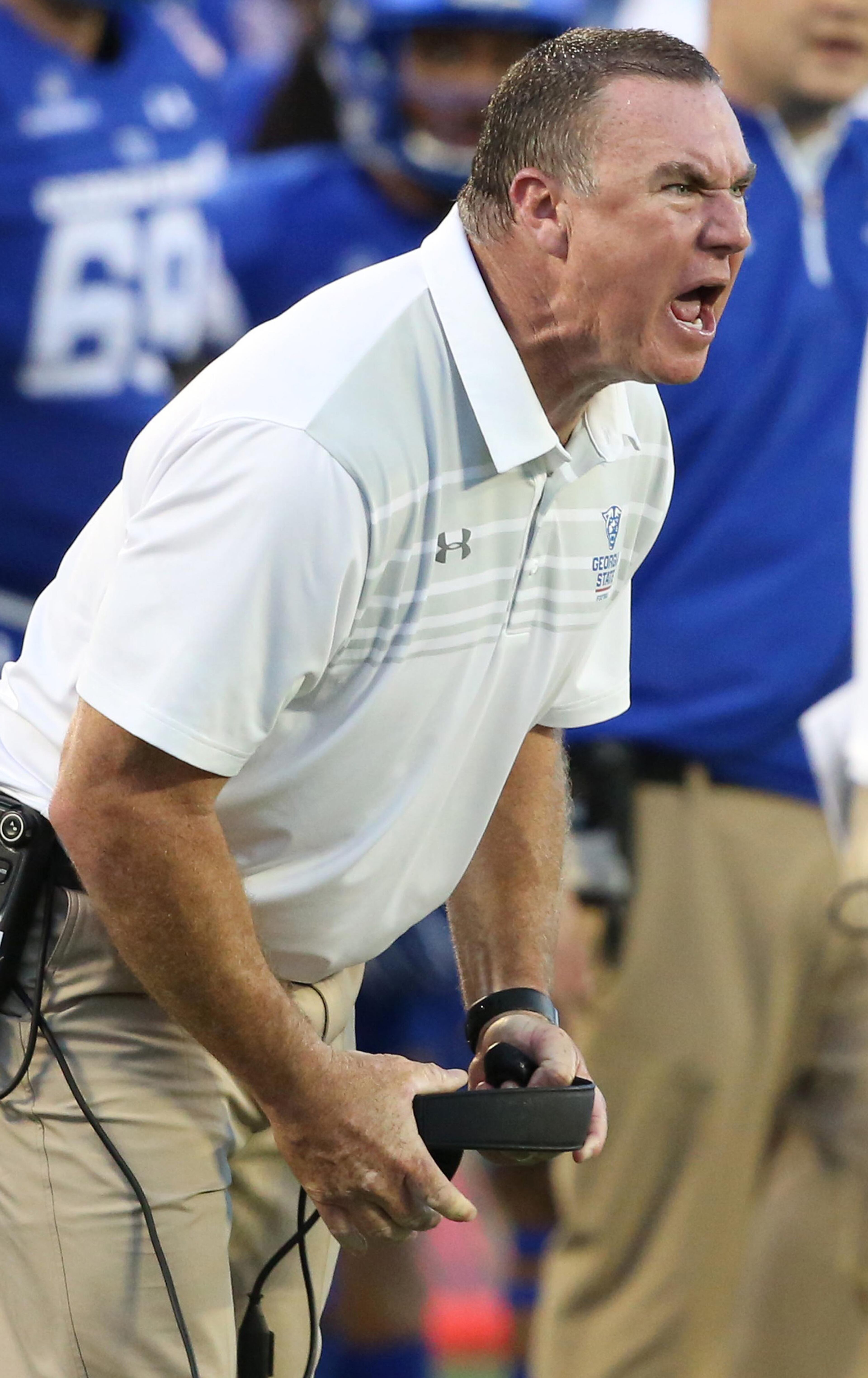 Georgia State head coach Sean Elliott on the sidelines against Western Kentucky during the Cure Bowl at Camping World Stadium in Orlando, Fla., on Saturday, Dec. 16, 2017. Georgia State won, 27-17. (Stephen M. Dowell/Orlando Sentinel/TNS)