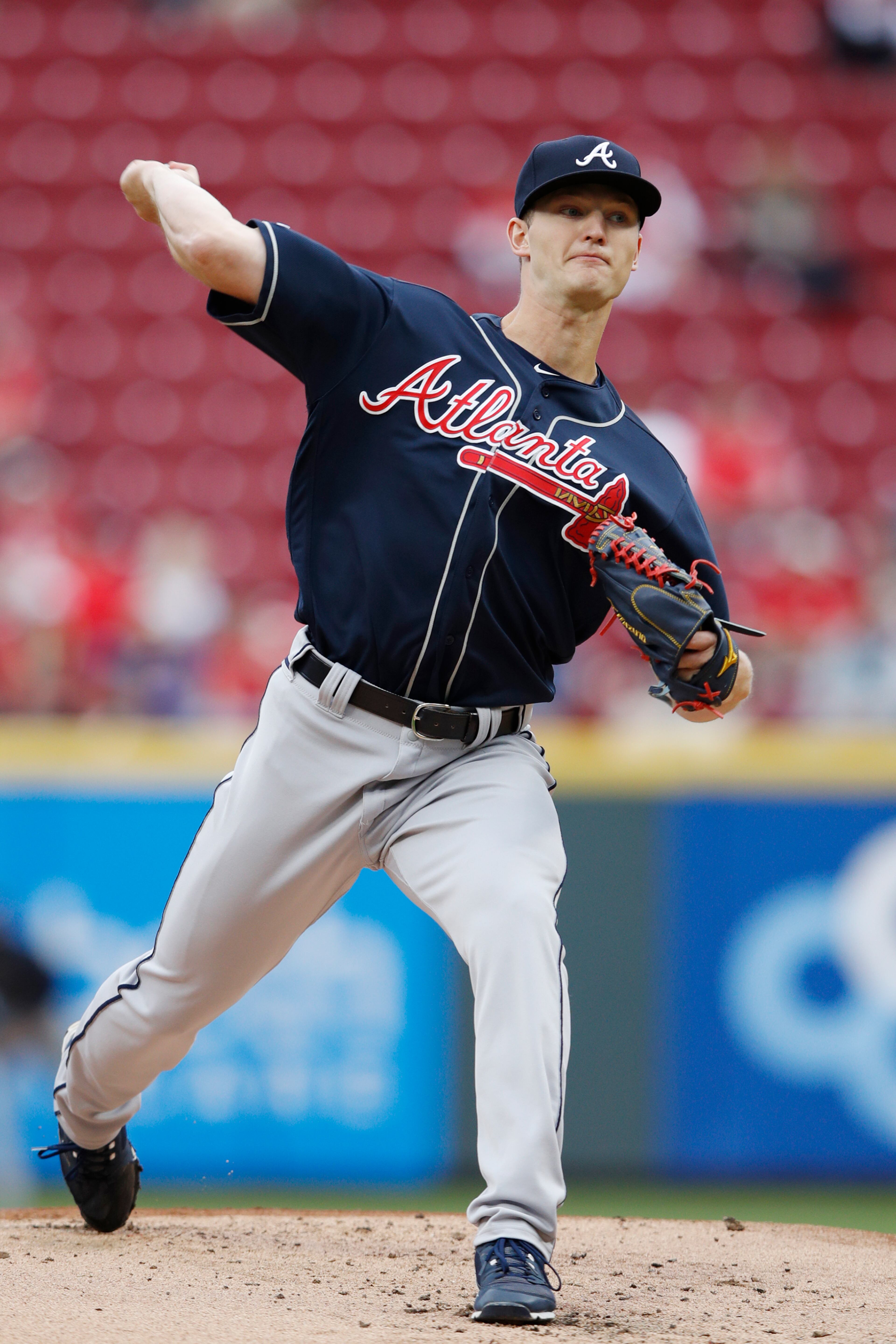 CINCINNATI, OH - APRIL 24: Mike Soroka #40 of the Atlanta Braves pitches in the first inning against the Cincinnati Reds at Great American Ball Park on April 24, 2019 in Cincinnati, Ohio. (Photo by Joe Robbins/Getty Images)
