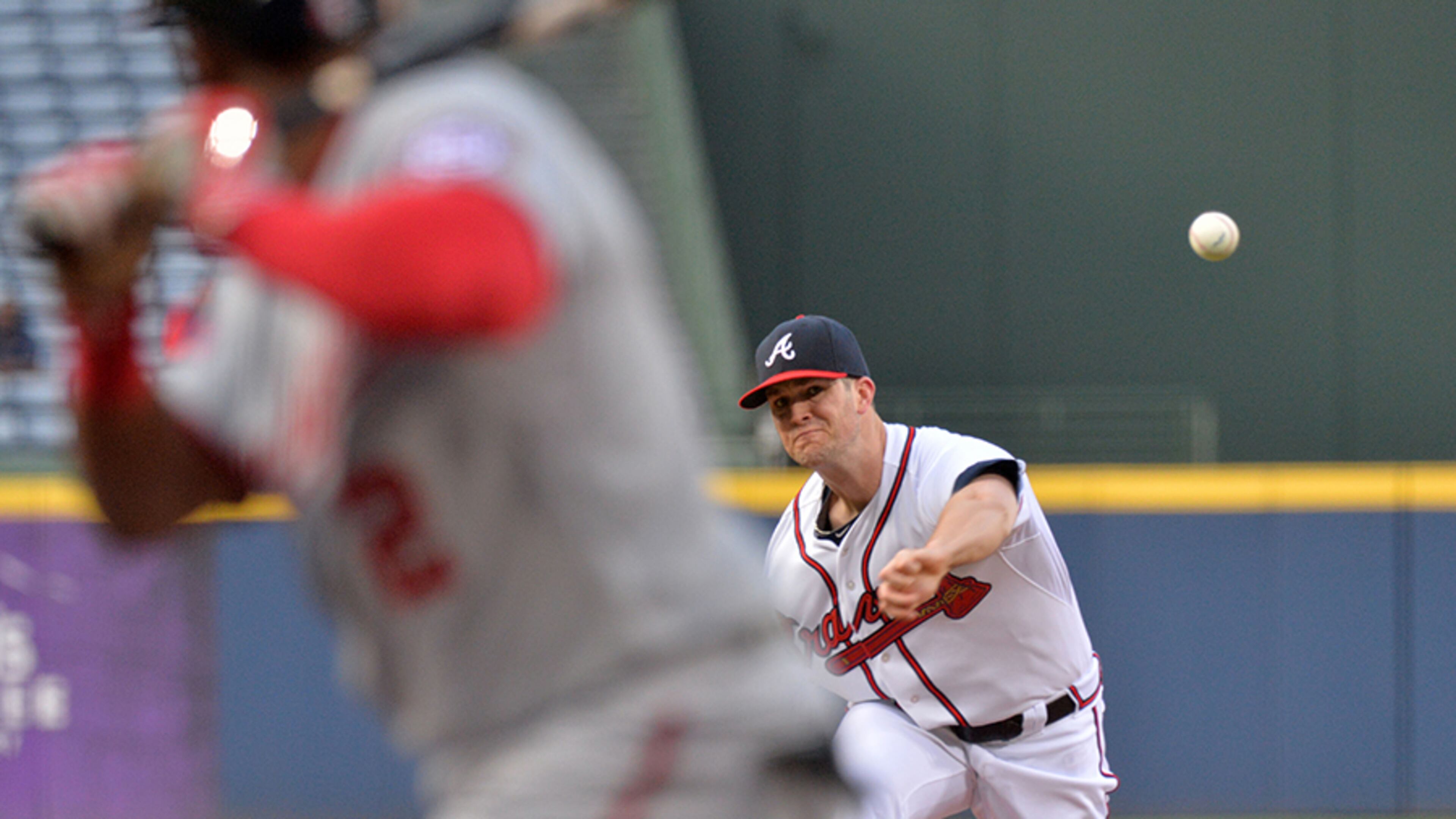 Braves starter Alex Wood (1-1) was charged with six hits and five runs in five innings, with one walk and eight strikeouts.