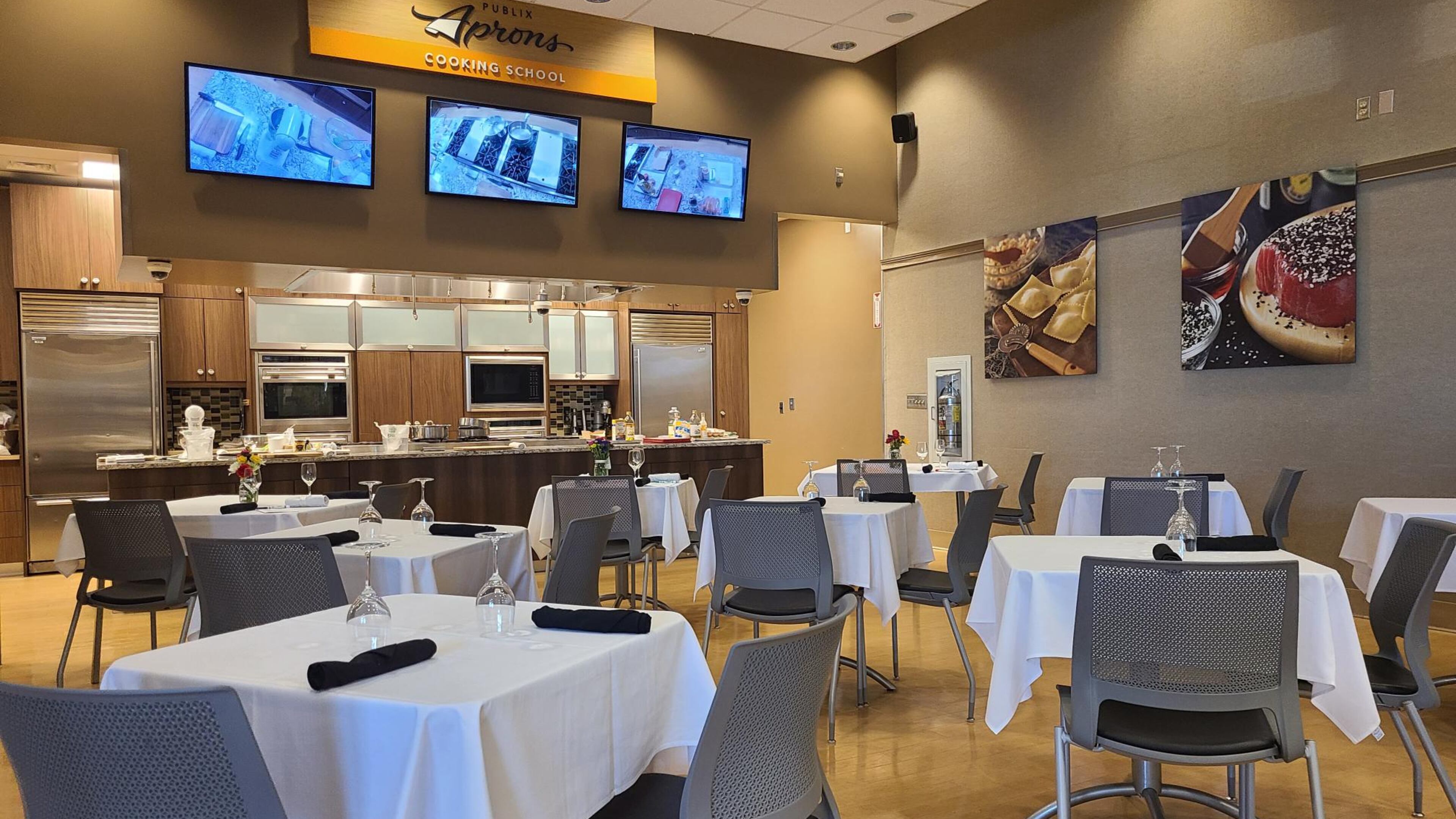 Publix Apron's Cooking School in Alpharetta teaches in an engaging setting enjoyed by kids, teens, families and friends.