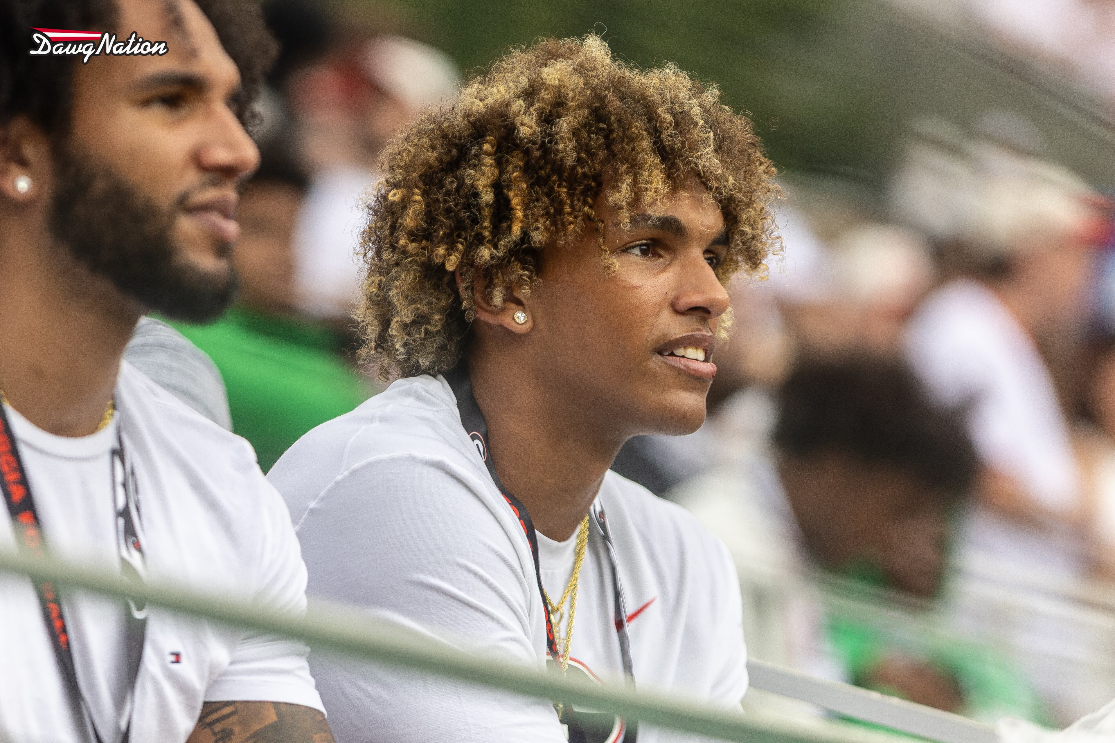 Jaxon Dollar, a 5-star TE commit, soaks in the atmosphere during Georgia's 70-20 win against Western Kentucky on Saturday, Sept. 12, 2026, at Sanford Stadium in Athens. (Jeff Sentell/DawgNation)