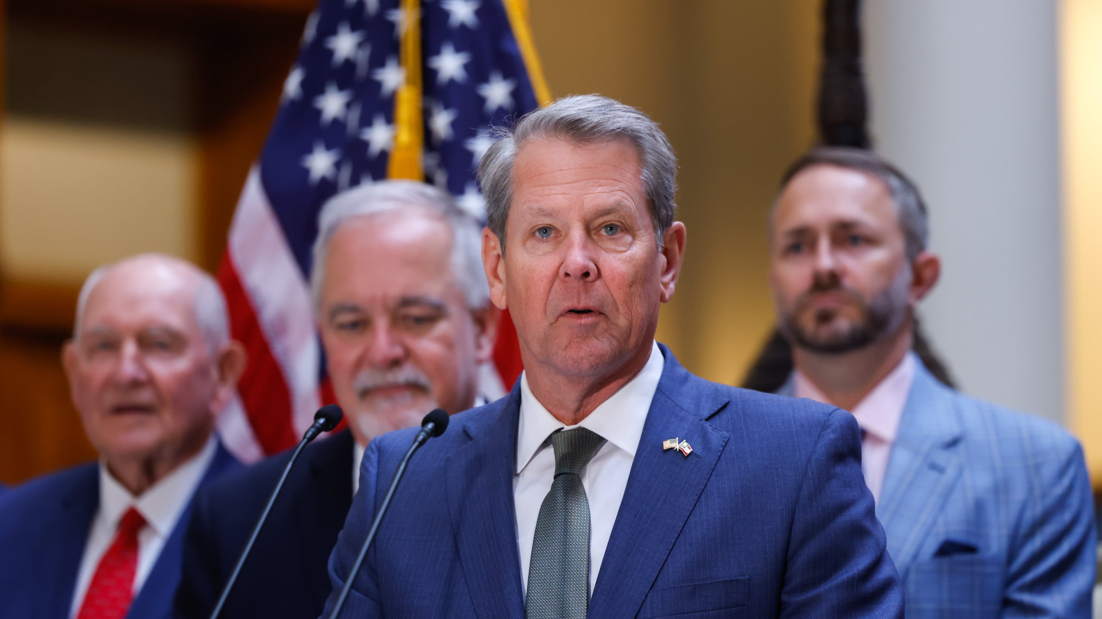 Gov. Brian Kemp speaks before signing a series of education bills at the Capitol in Atlanta on Tuesday. (Arvin Temkar/AJC)